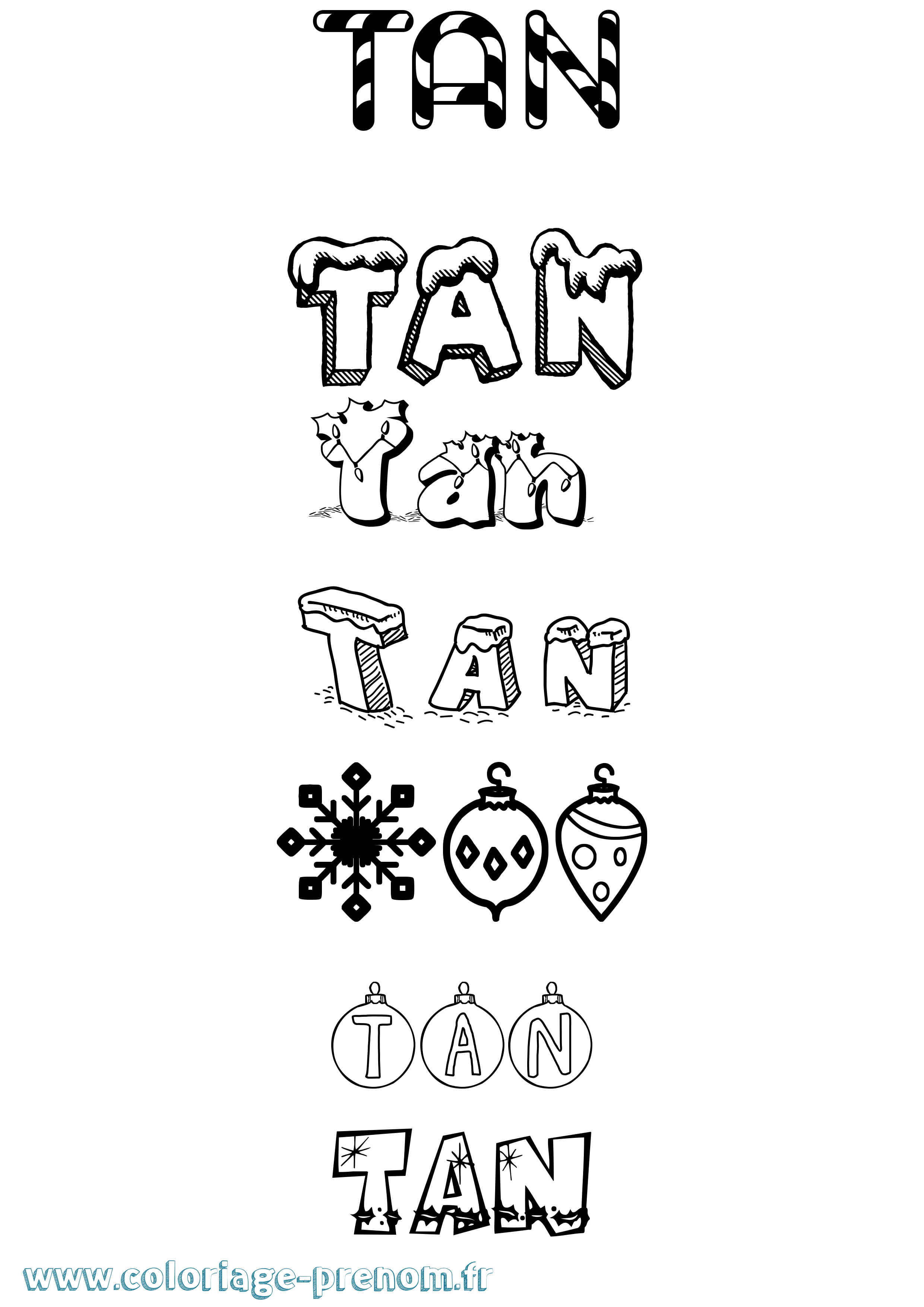 Coloriage Tan Noël Coloriage prénom Tan Noël