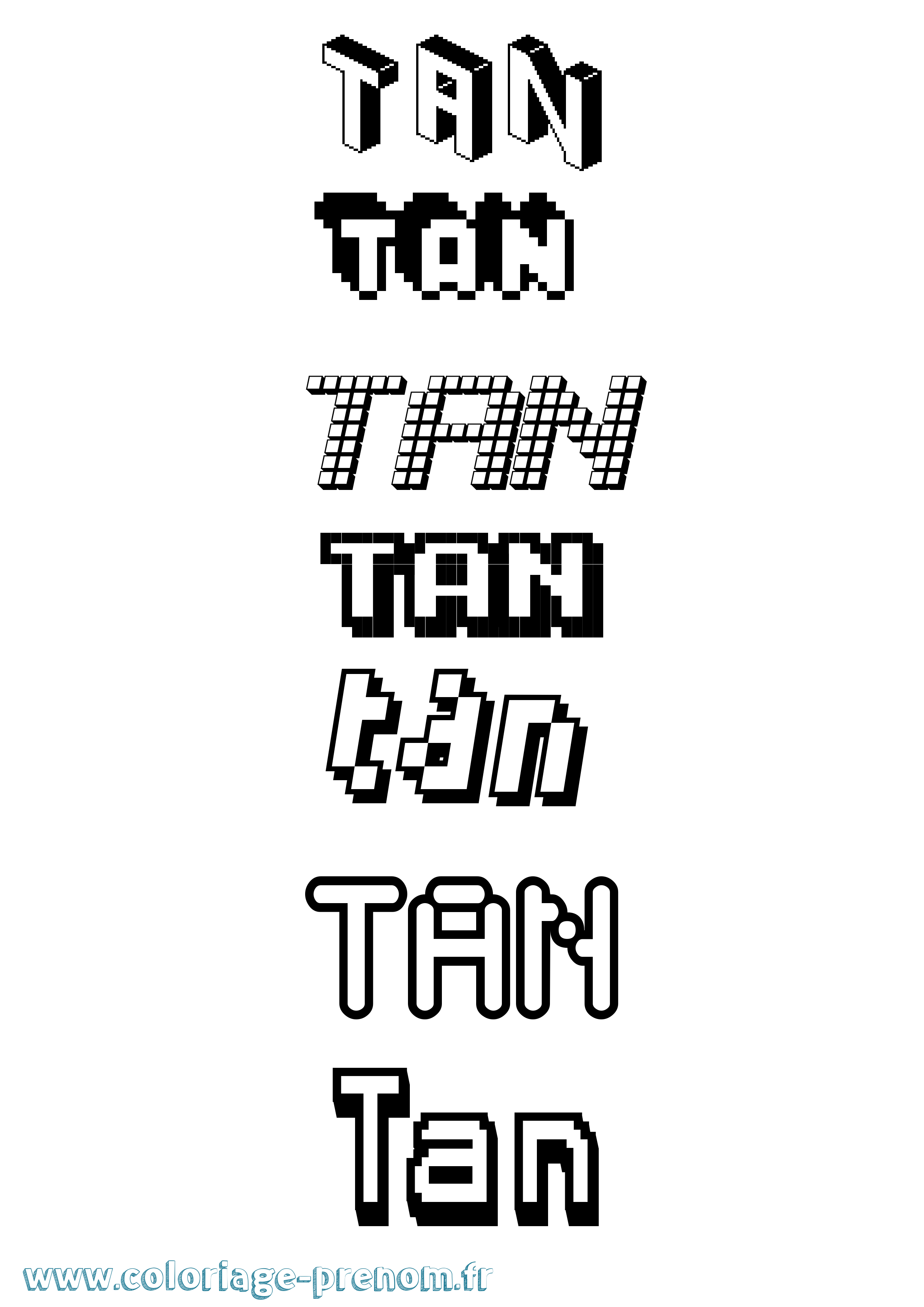 Coloriage prénom Tan Pixel