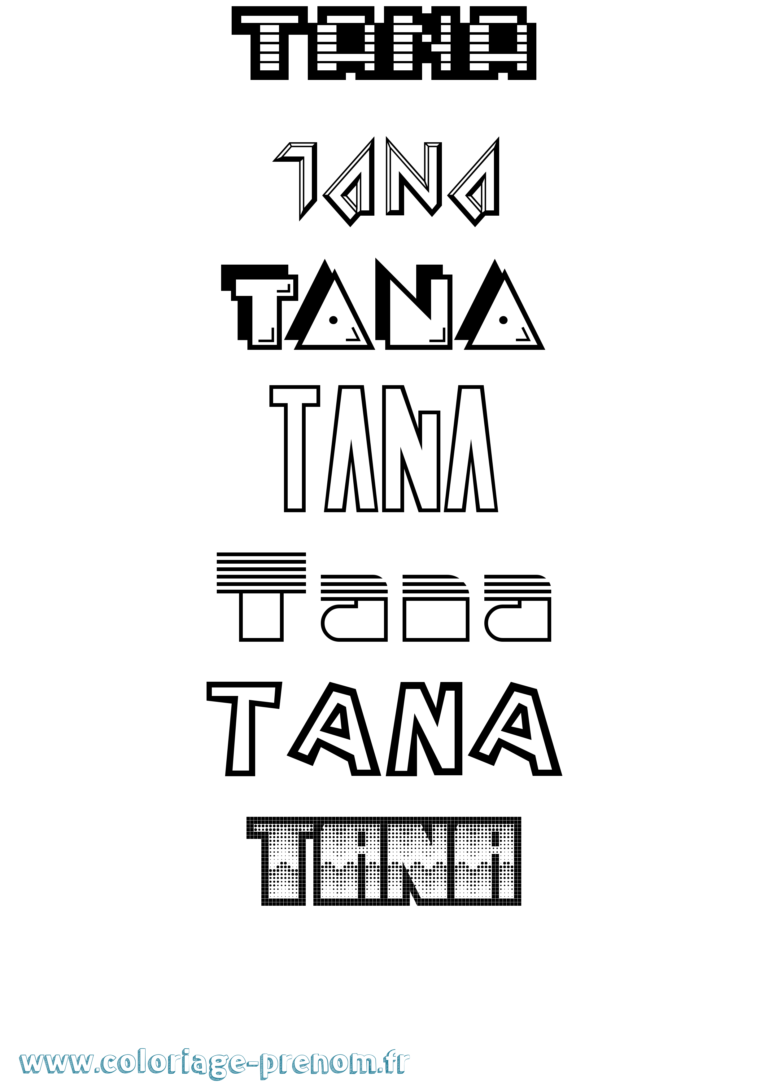 Coloriage prénom Tana Jeux Vidéos