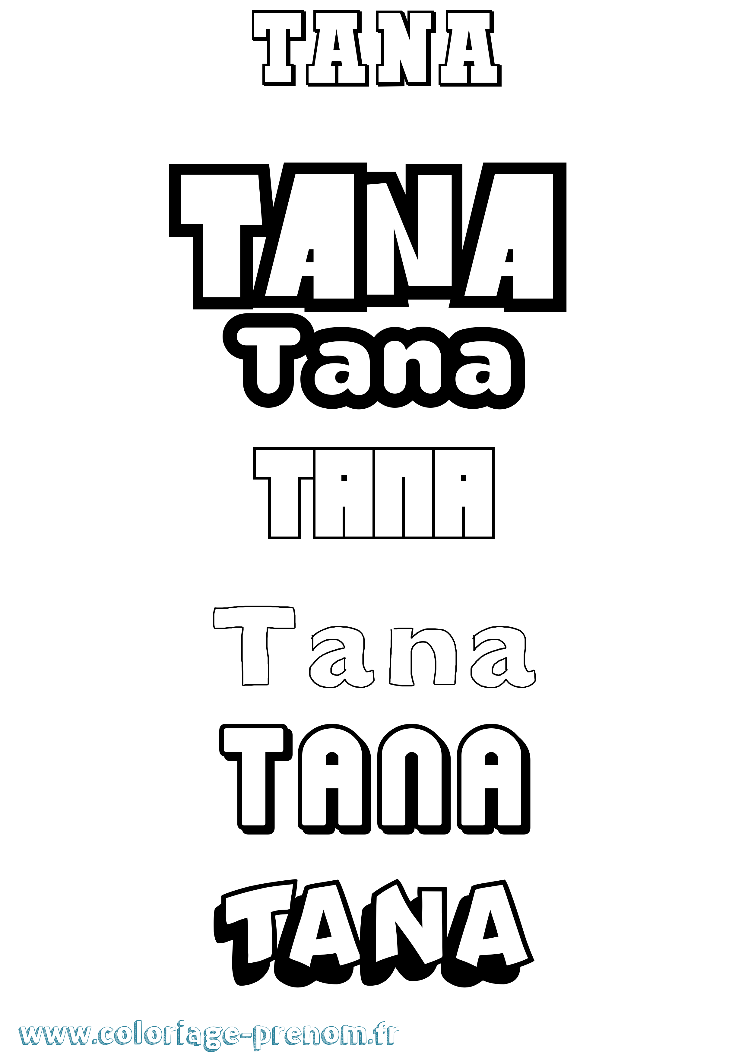 Coloriage prénom Tana Simple