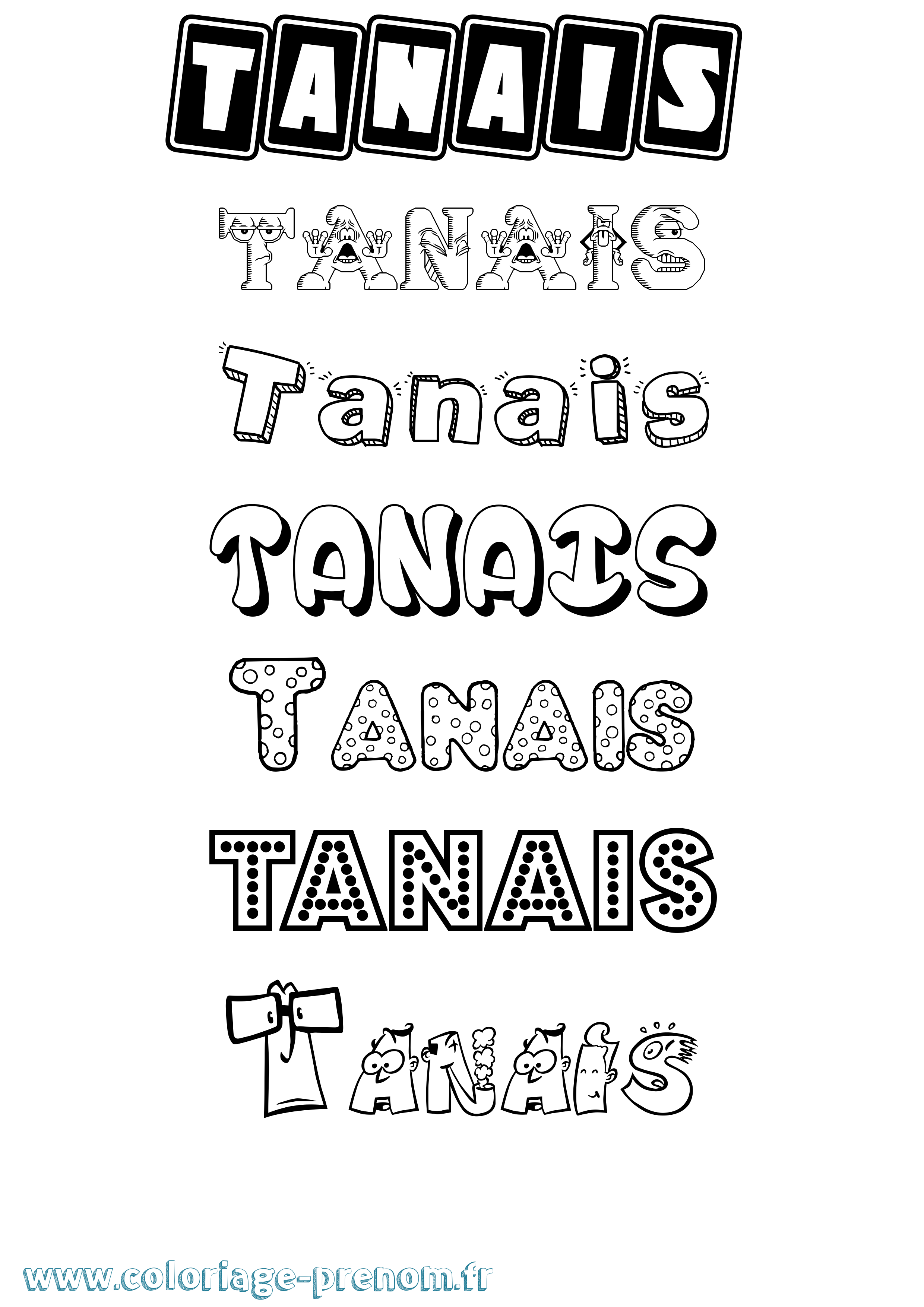 Coloriage prénom Tanais Fun
