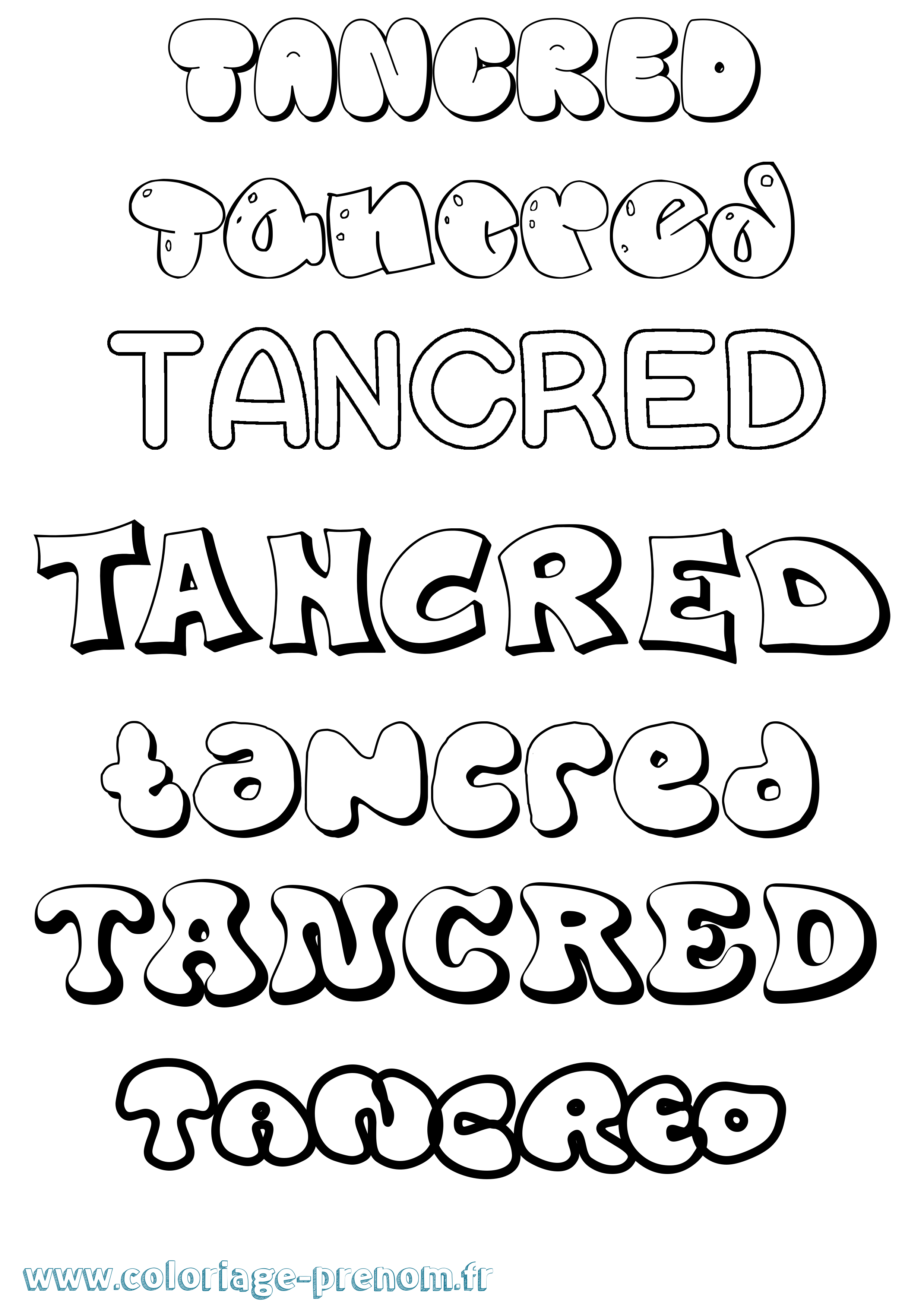 Coloriage Tancred Bubble Coloriage prénom Tancred Bubble