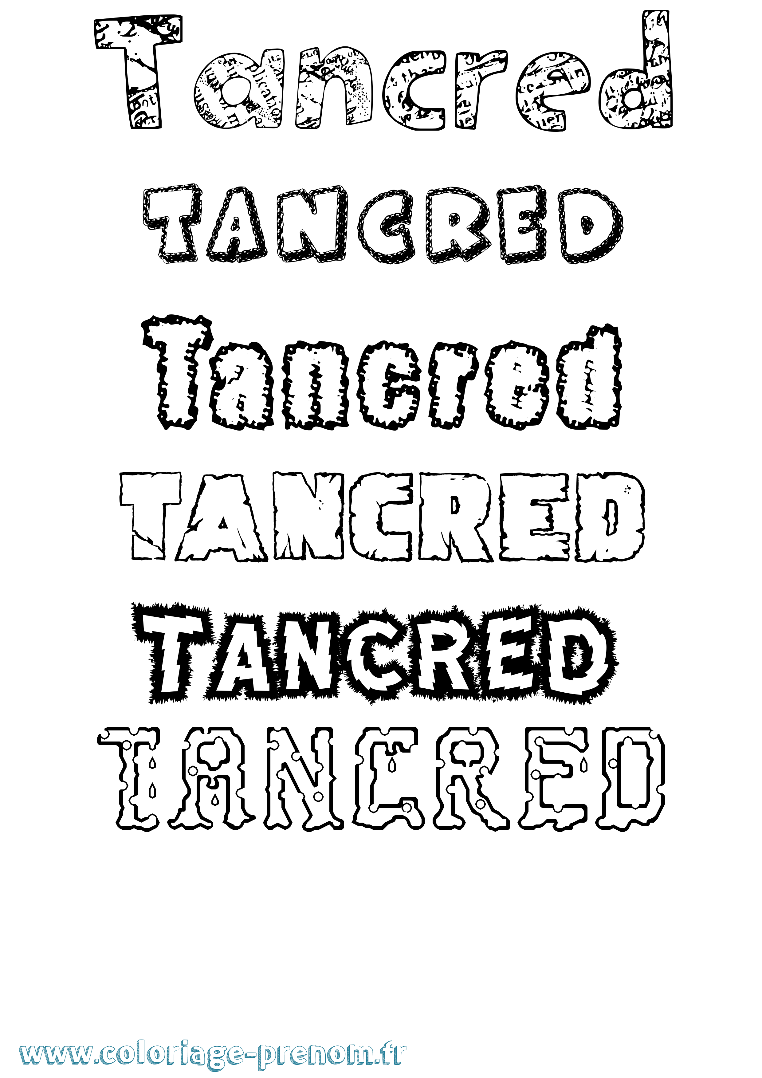 Coloriage Tancred Destructuré Coloriage prénom Tancred Destructuré
