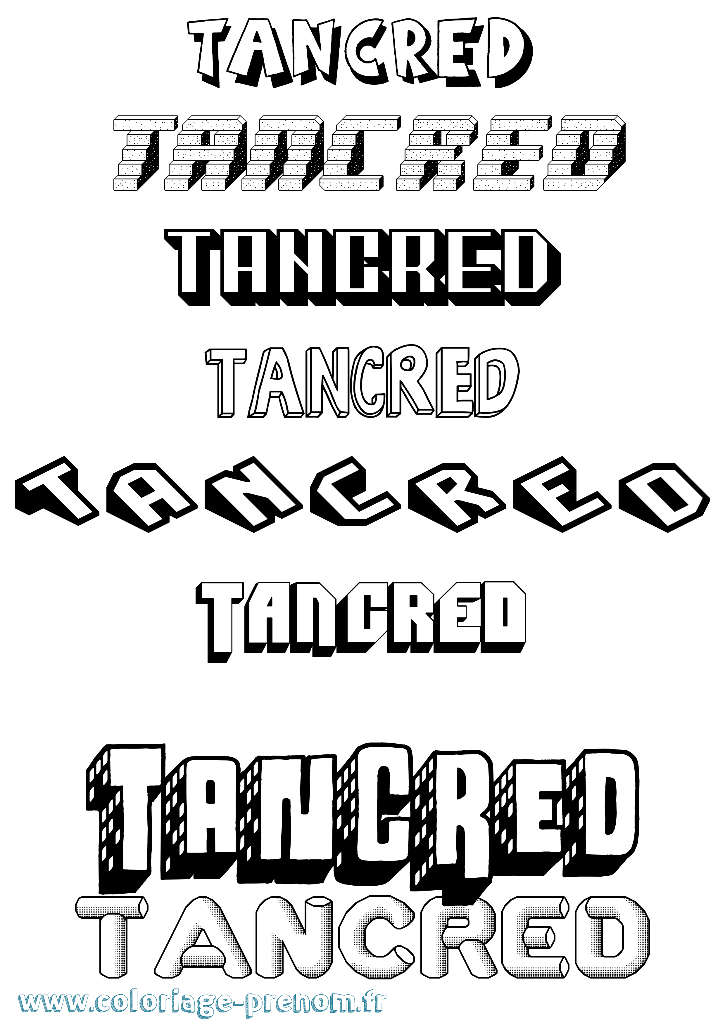 Coloriage Tancred Effet 3D Coloriage prénom Tancred Effet 3D