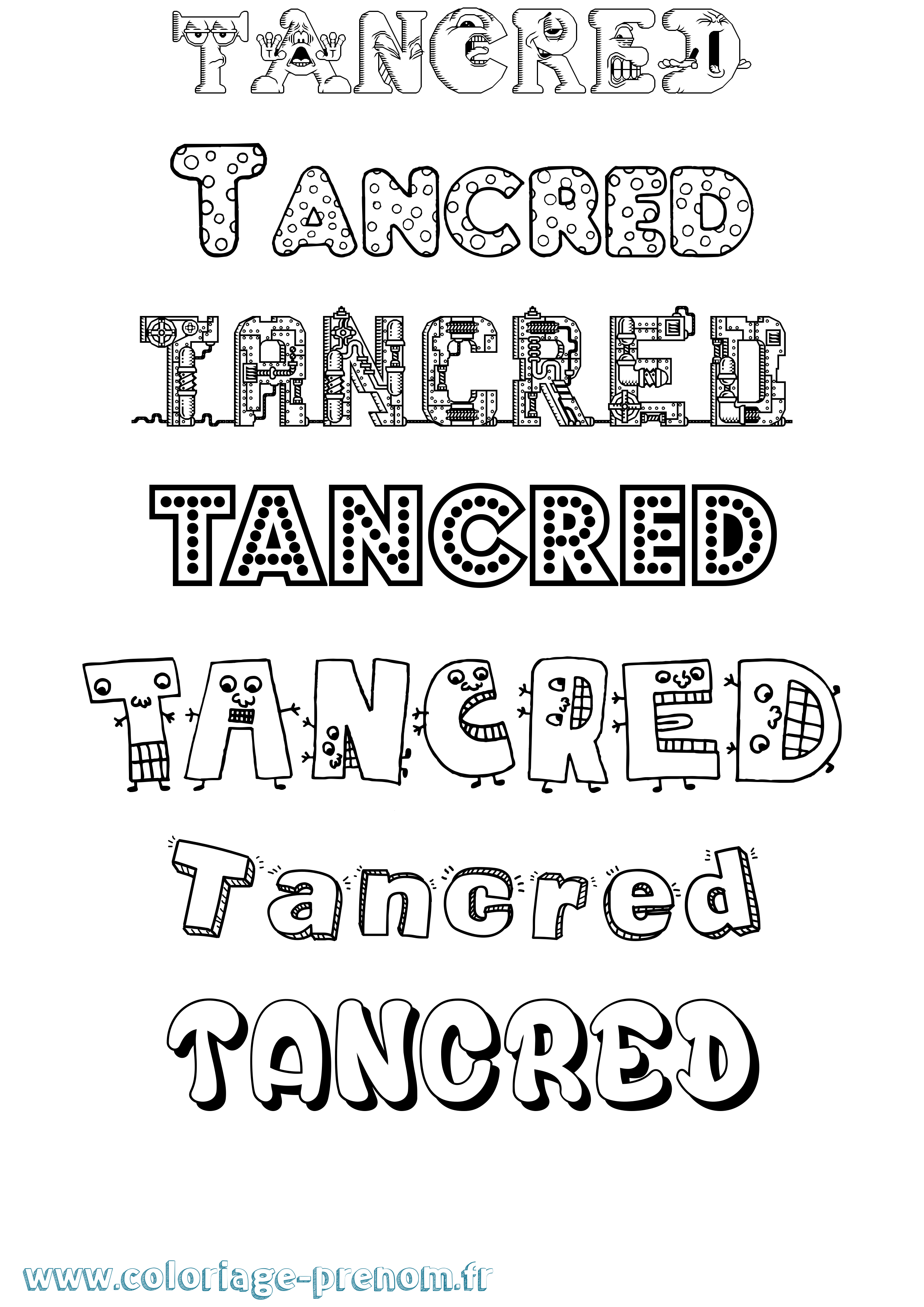 Coloriage Tancred Fun Coloriage prénom Tancred Fun