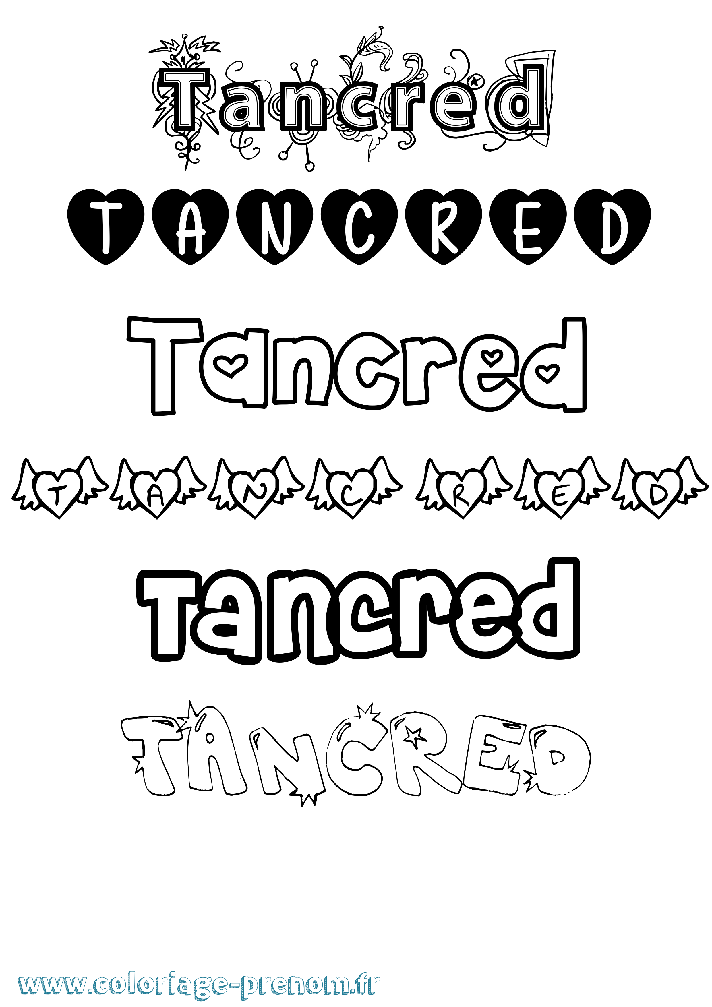Coloriage prénom Tancred Girly