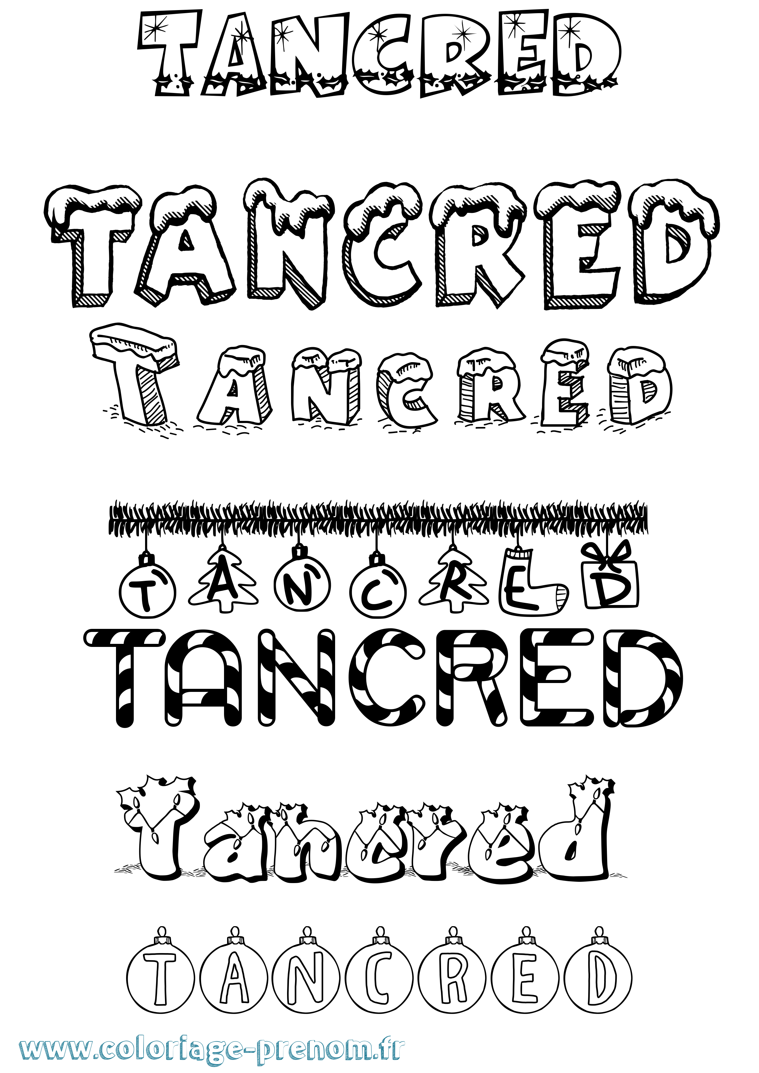 Coloriage Tancred Noël Coloriage prénom Tancred Noël