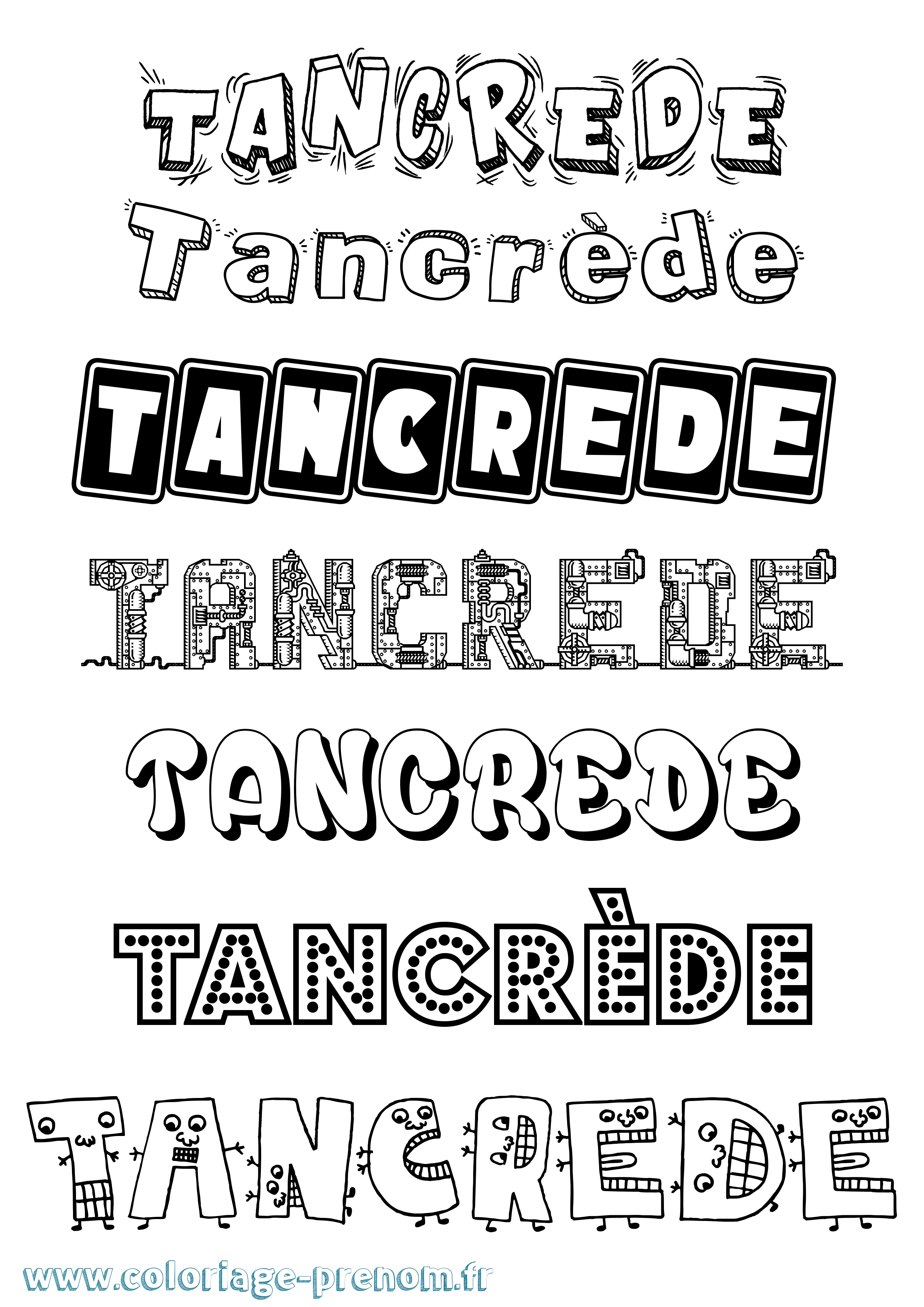 Coloriage prénom Tancrède Fun