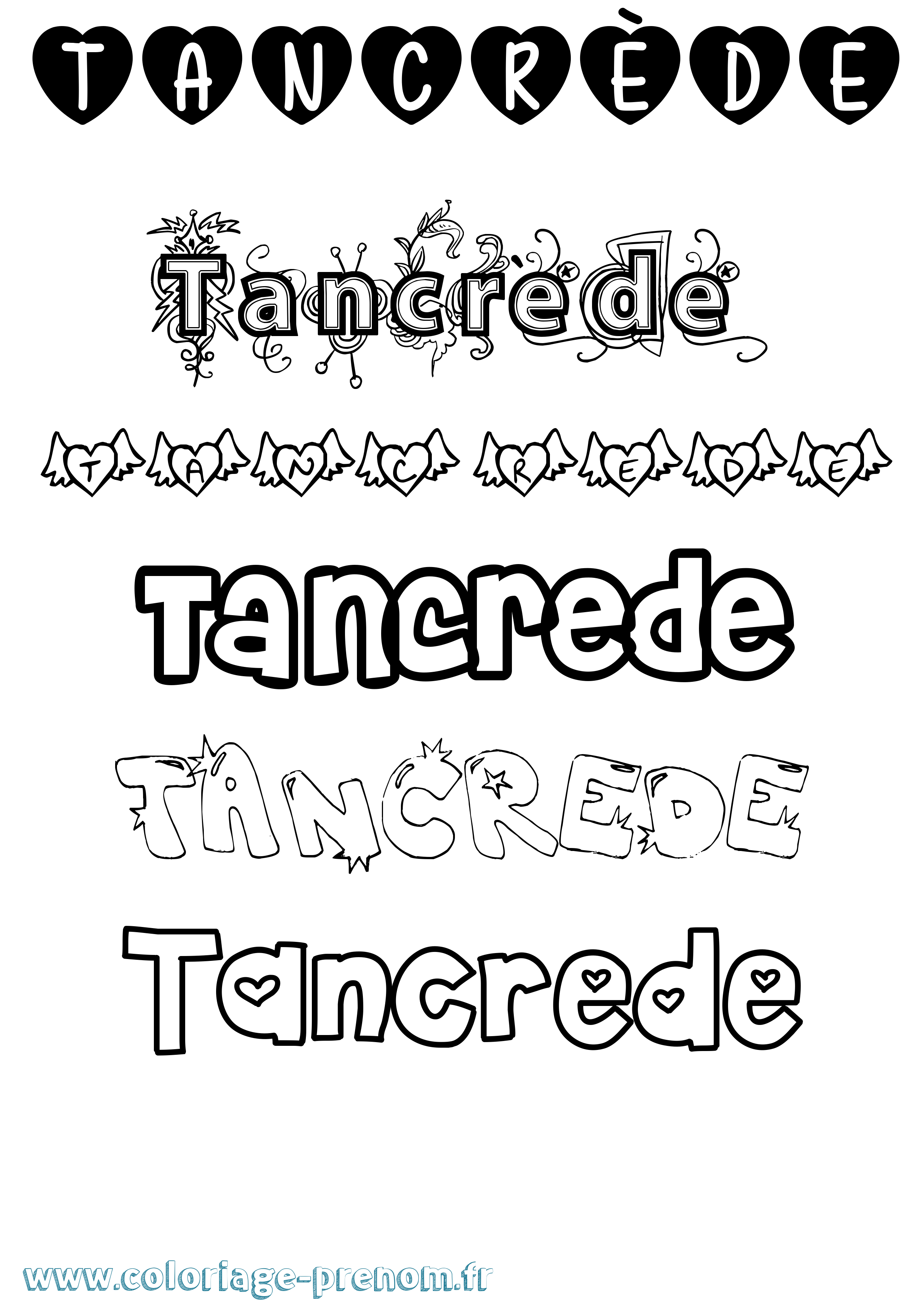 Coloriage prénom Tancrède Girly