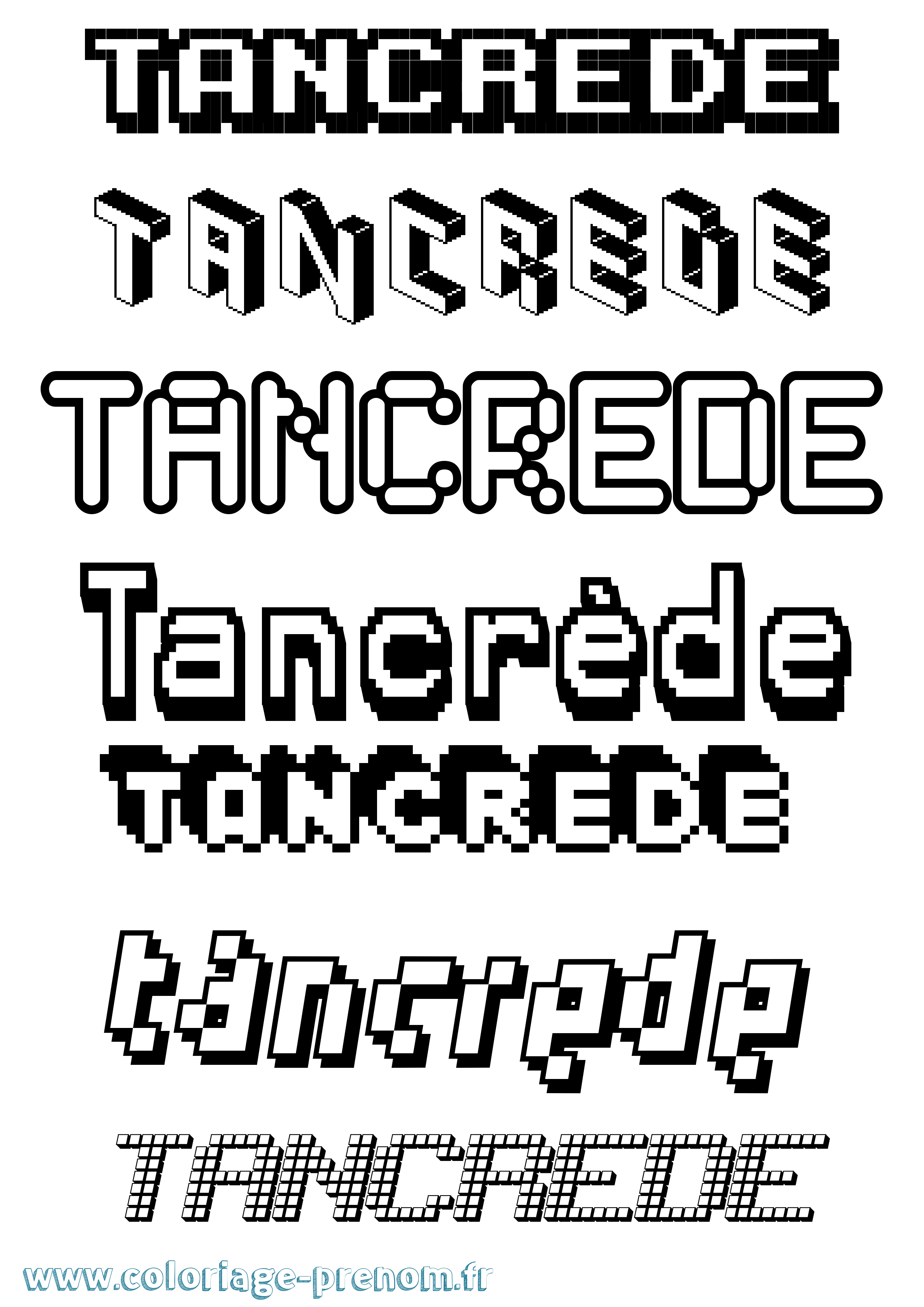 Coloriage prénom Tancrède Pixel