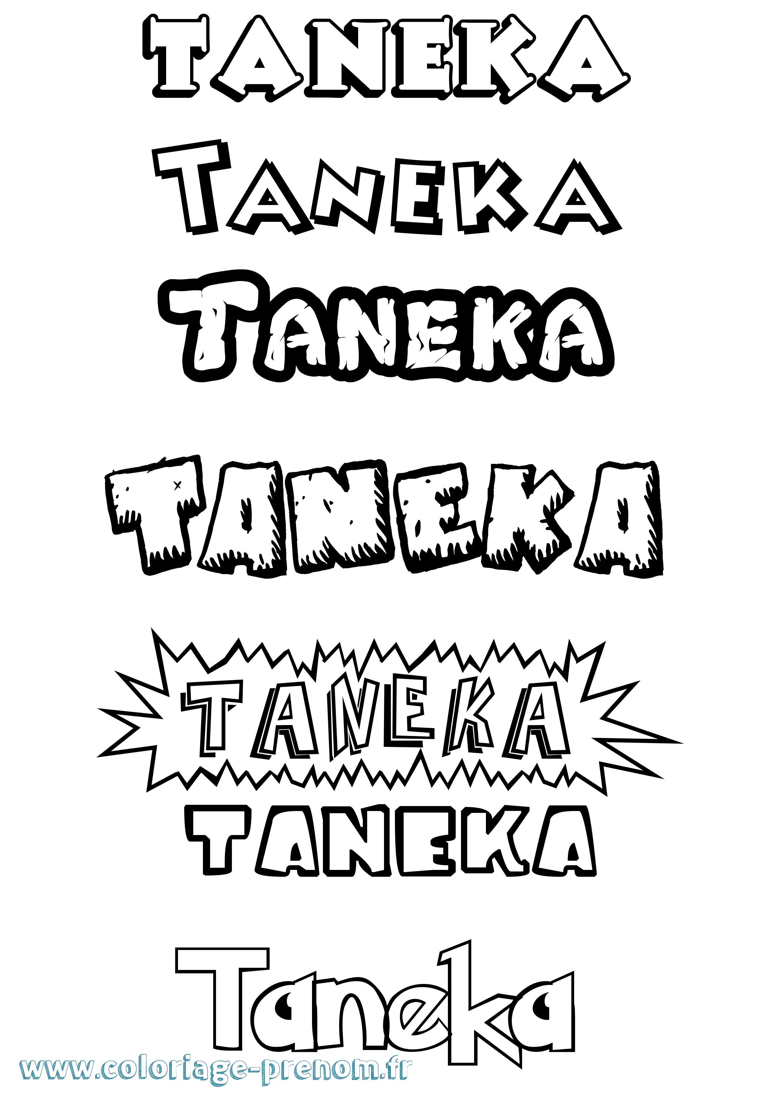 Coloriage prénom Taneka Dessin Animé