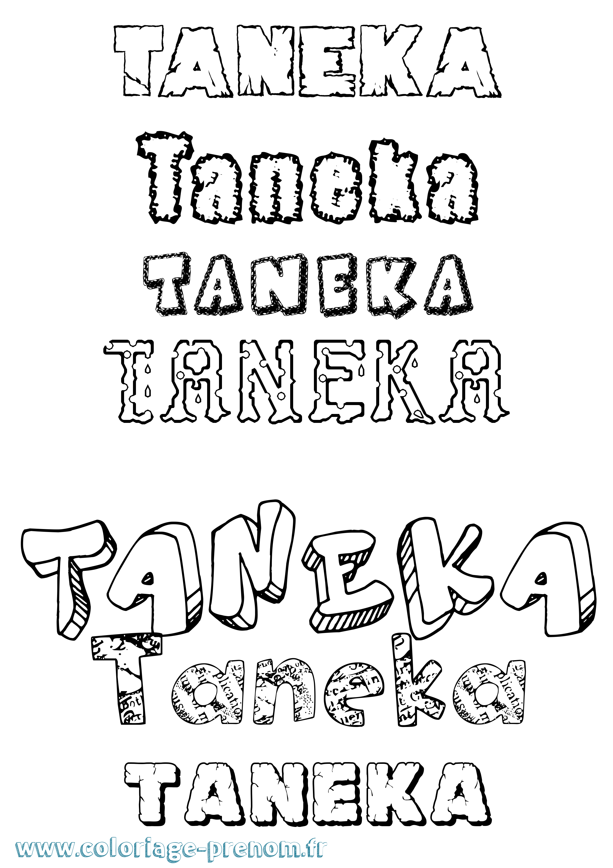 Coloriage prénom Taneka Destructuré