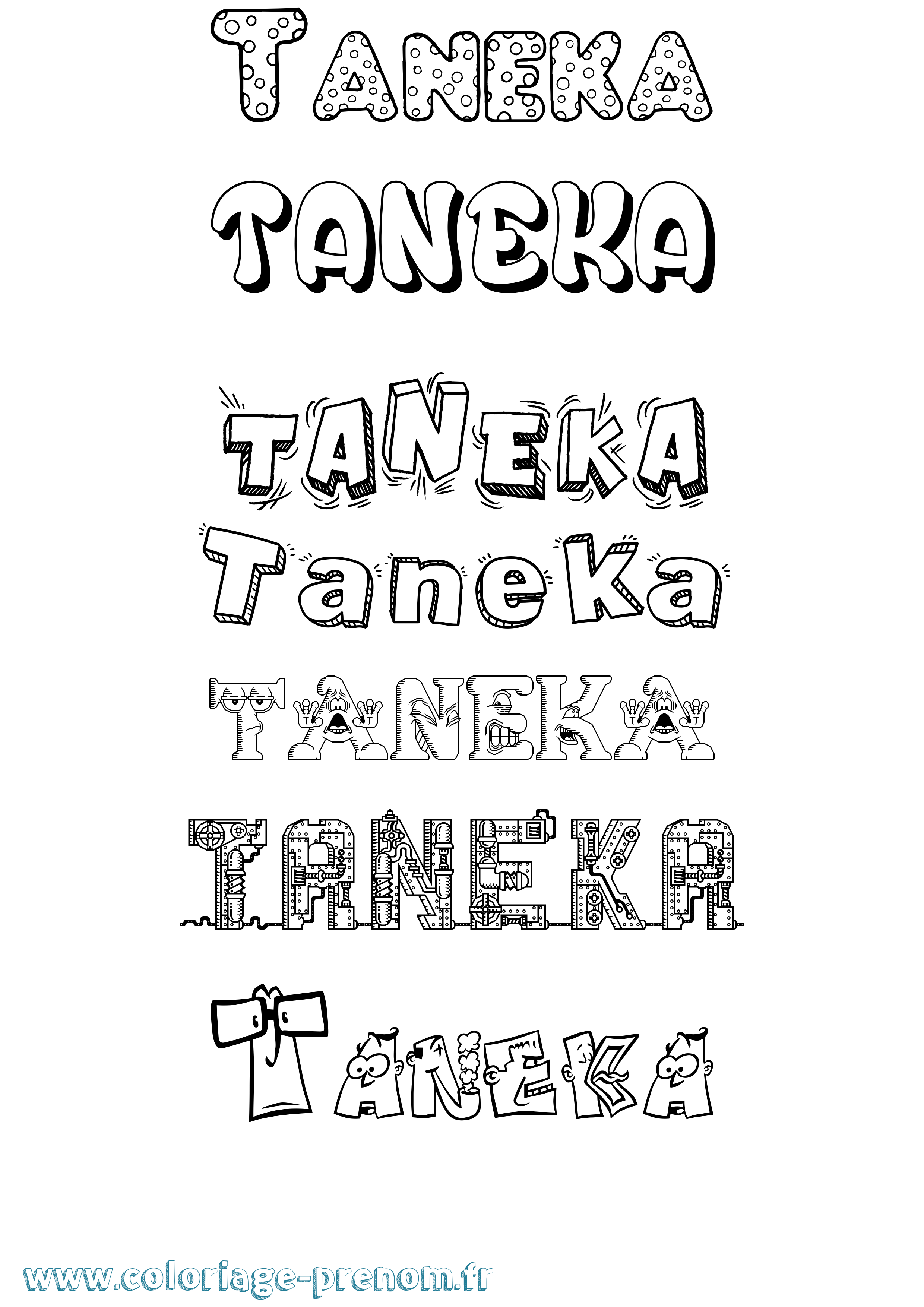 Coloriage prénom Taneka Fun