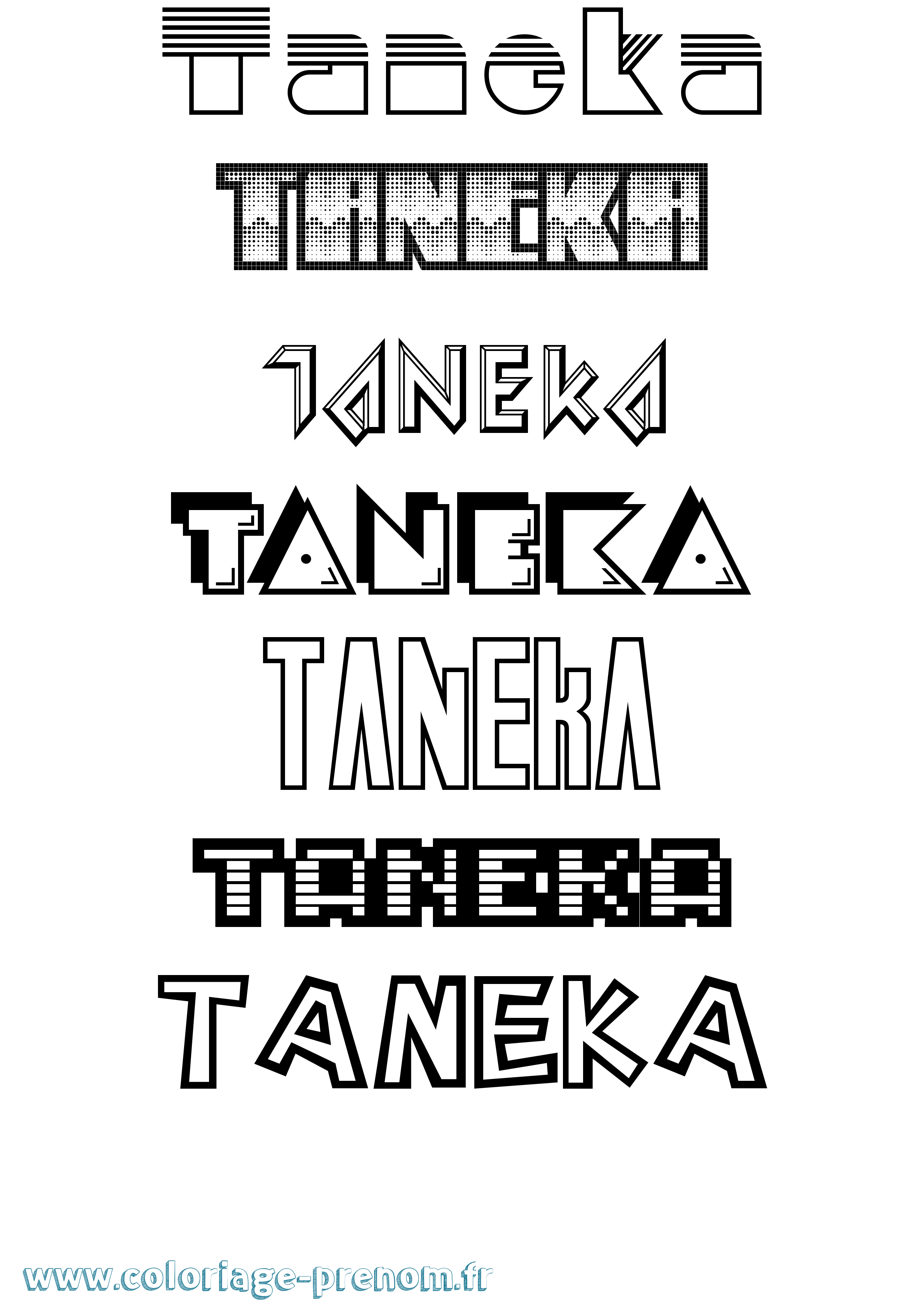 Coloriage prénom Taneka Jeux Vidéos