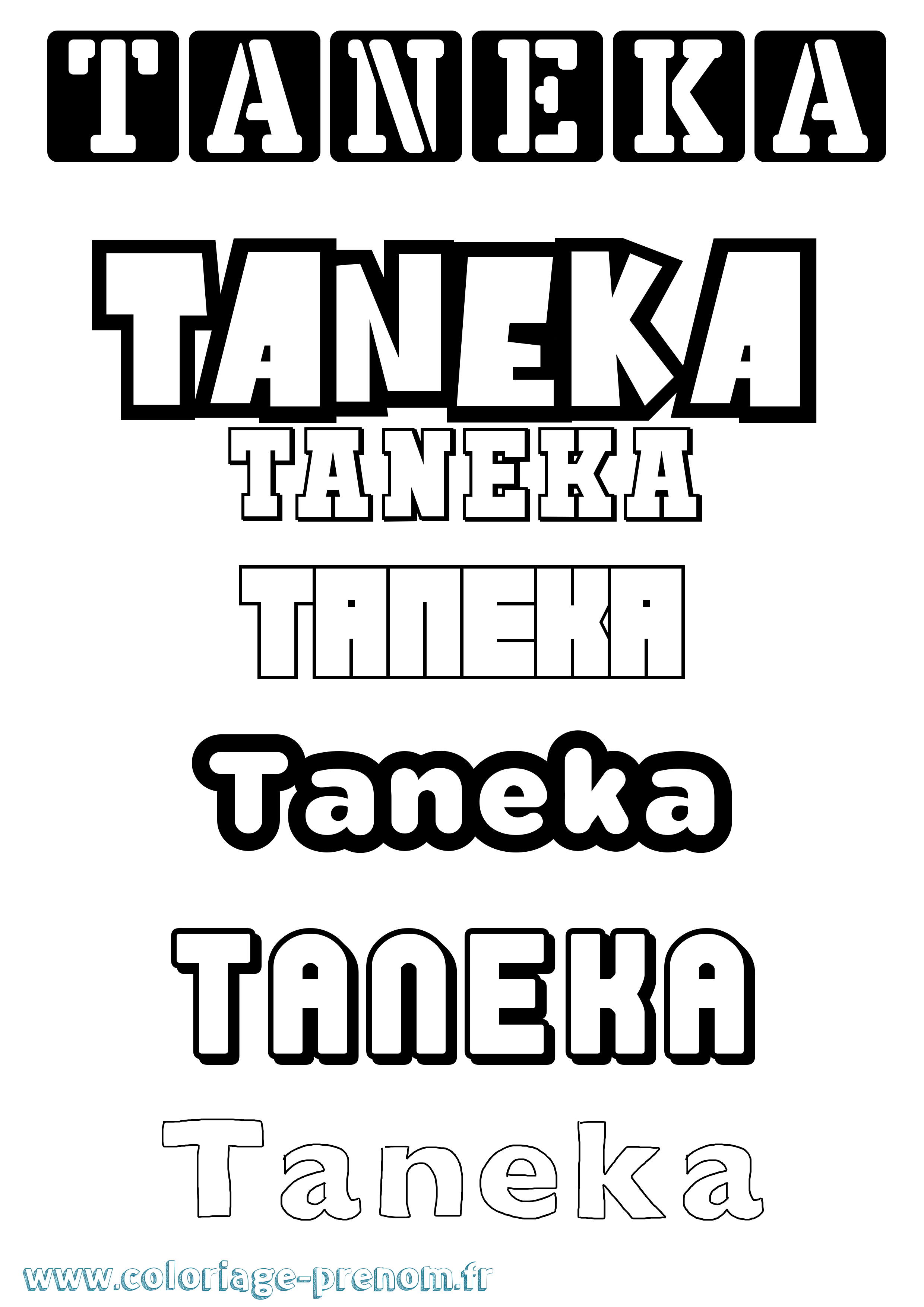 Coloriage prénom Taneka Simple