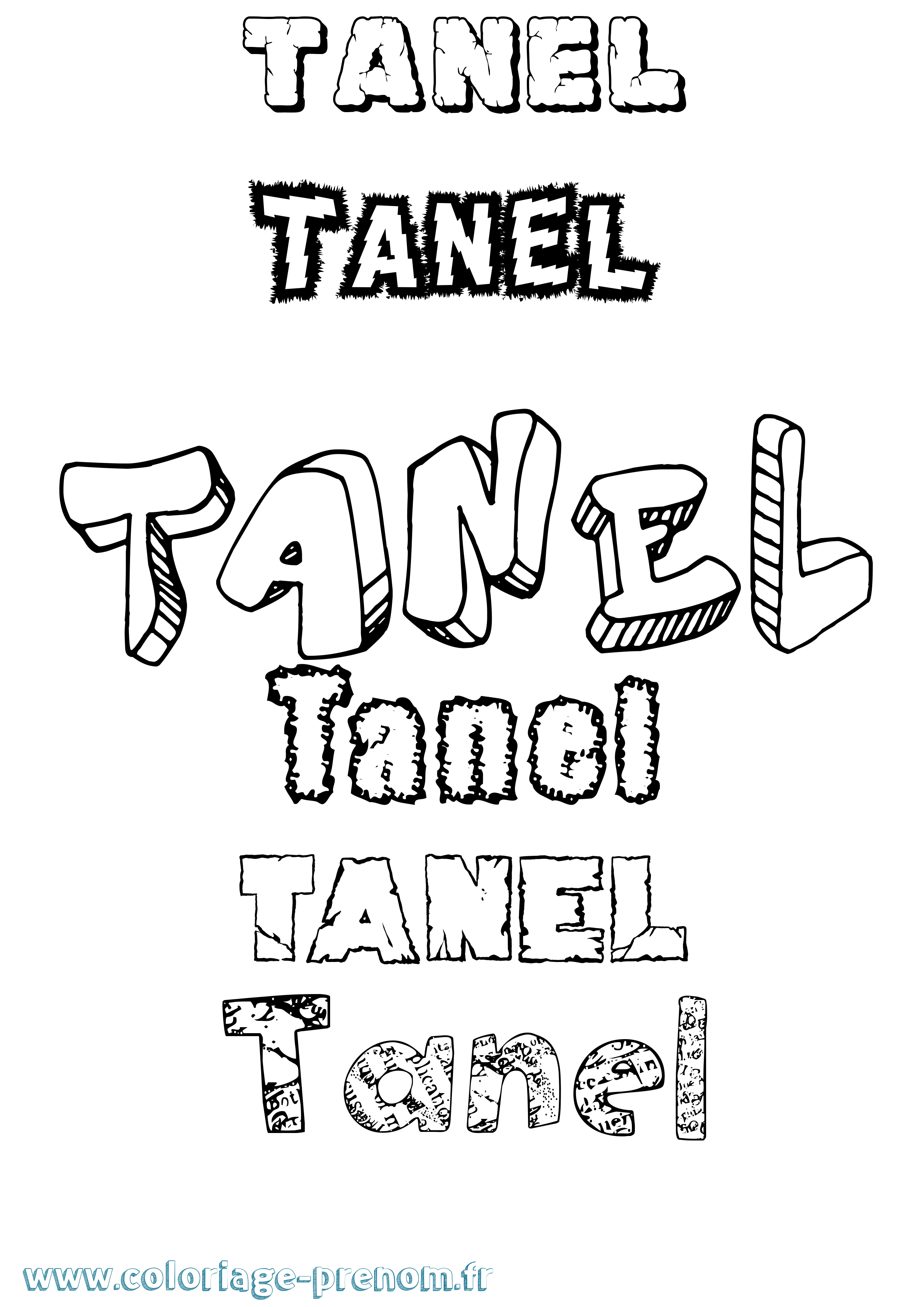 Coloriage prénom Tanel Destructuré