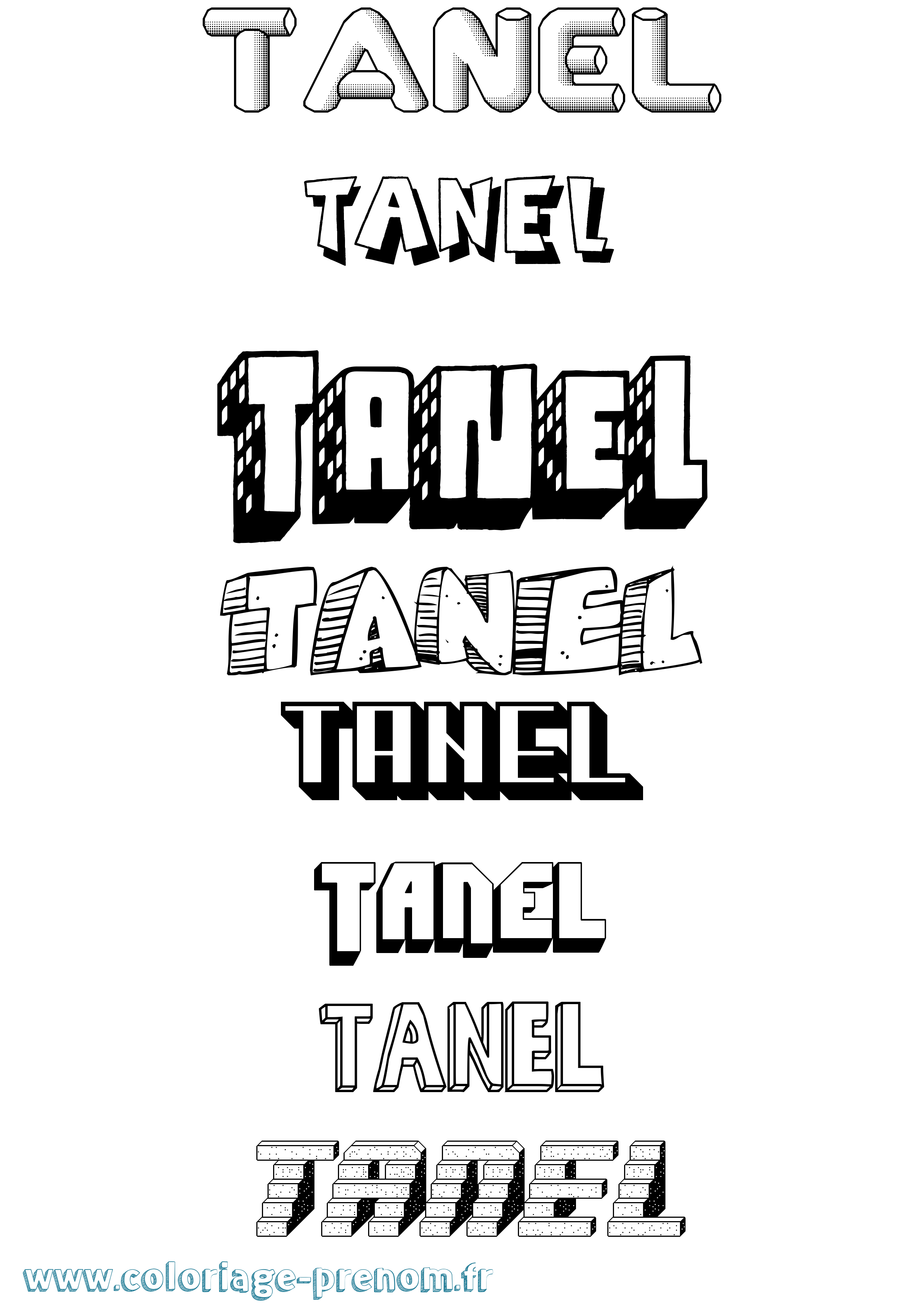Coloriage prénom Tanel Effet 3D