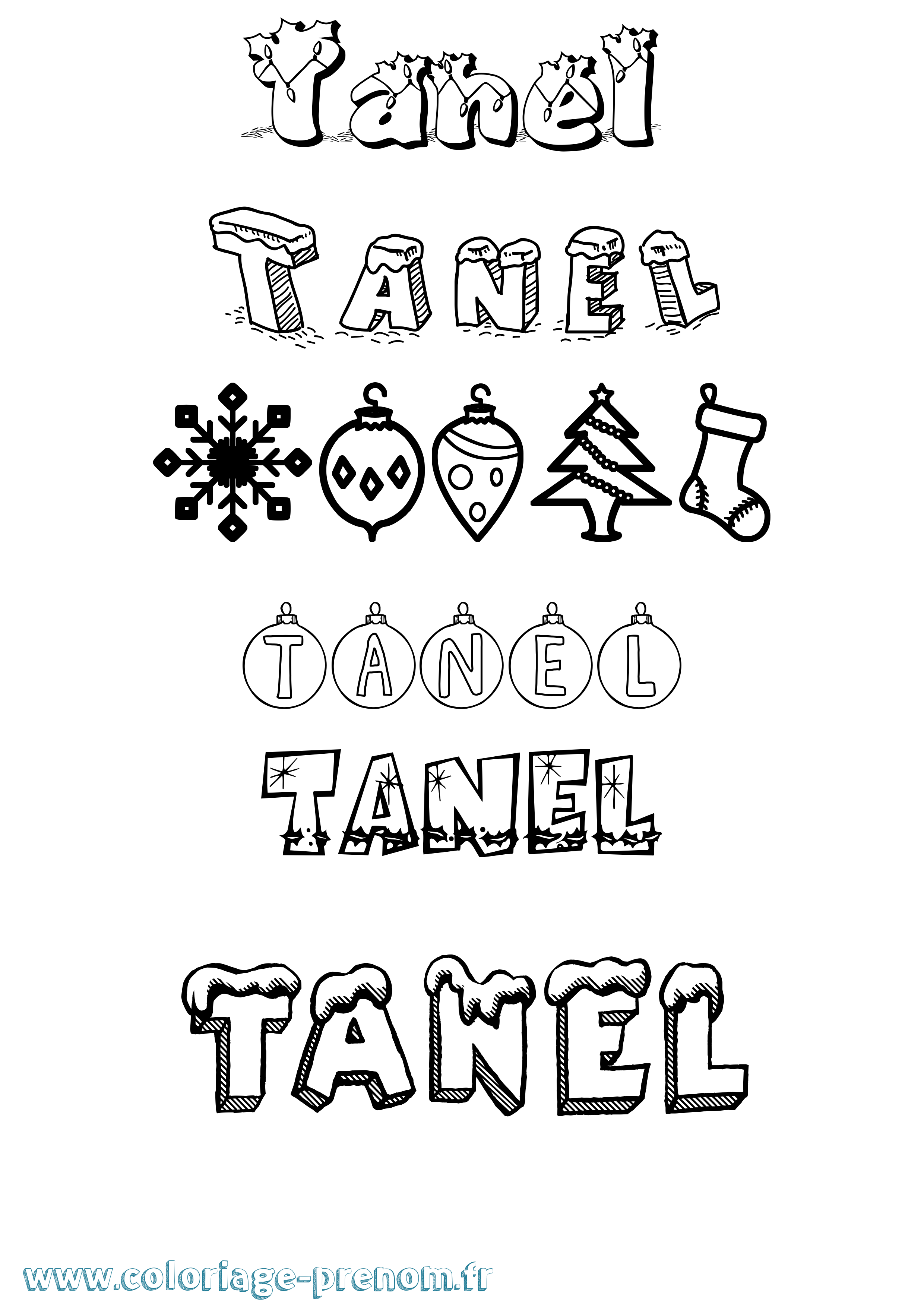 Coloriage prénom Tanel Noël
