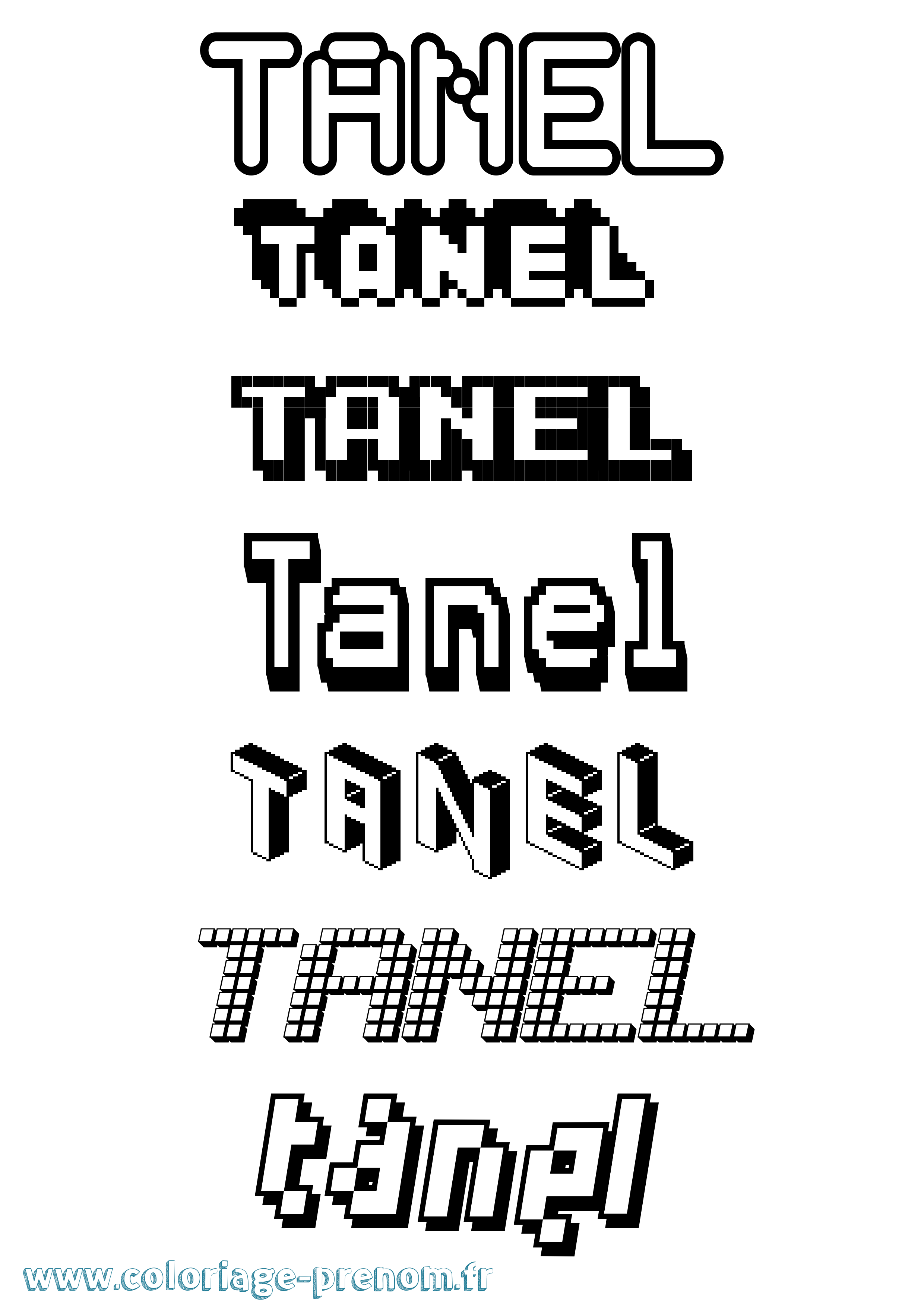 Coloriage prénom Tanel Pixel