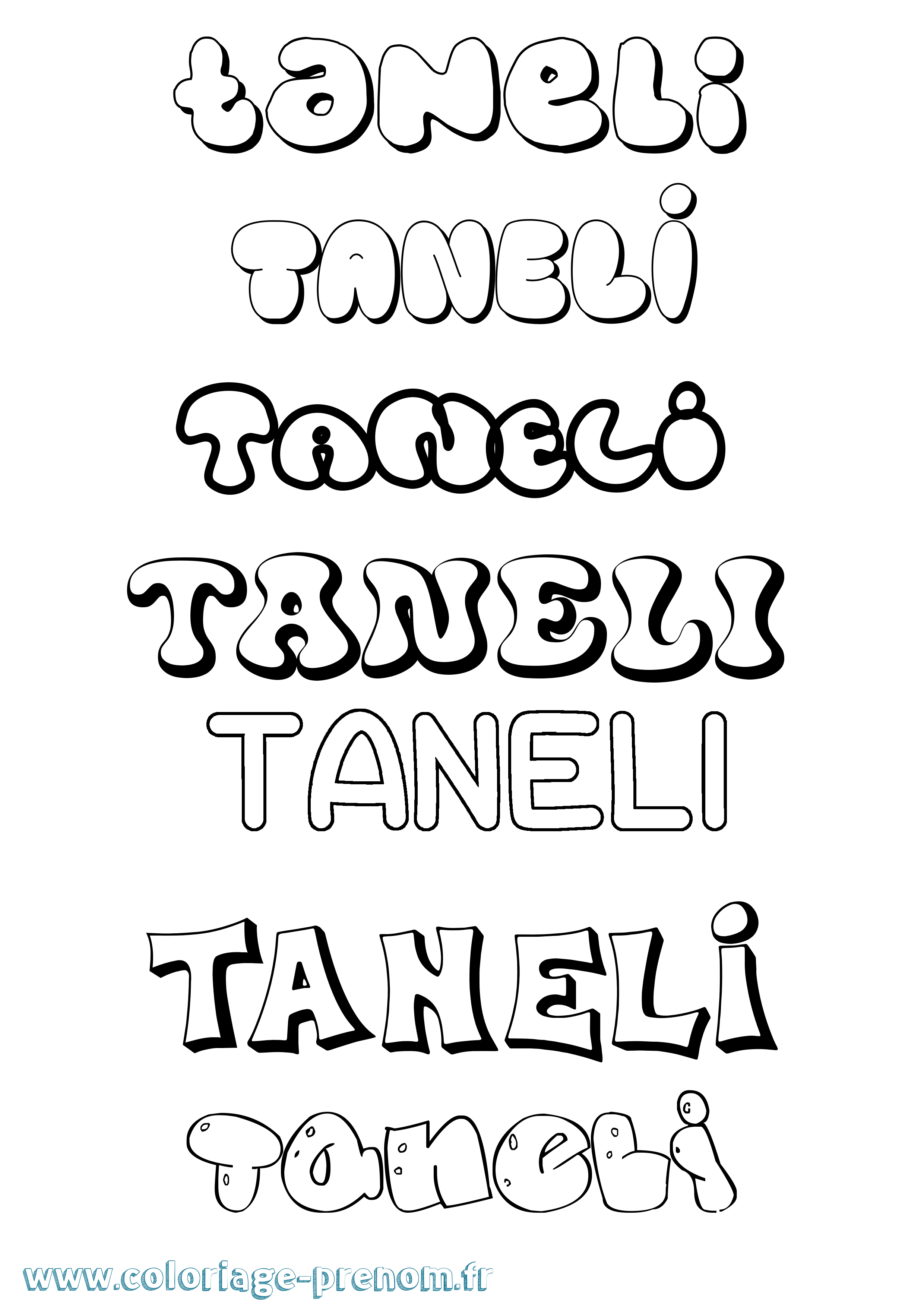 Coloriage prénom Taneli Bubble