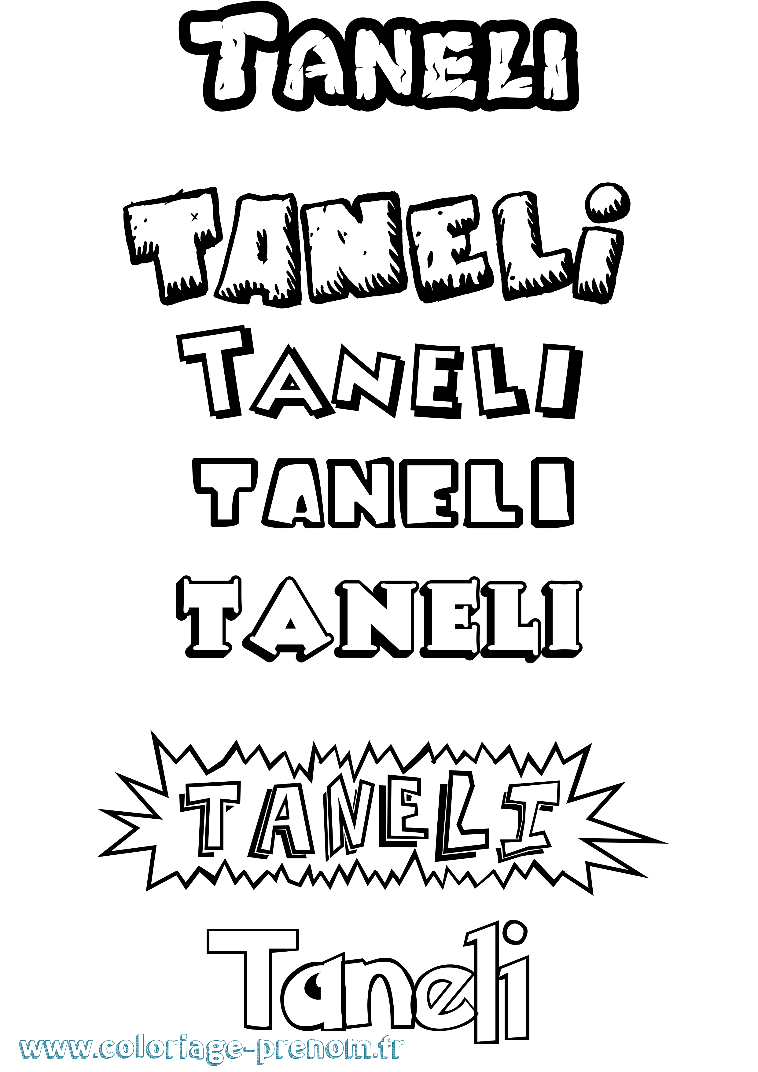 Coloriage Taneli Dessin Animé Coloriage prénom Taneli Dessin Animé