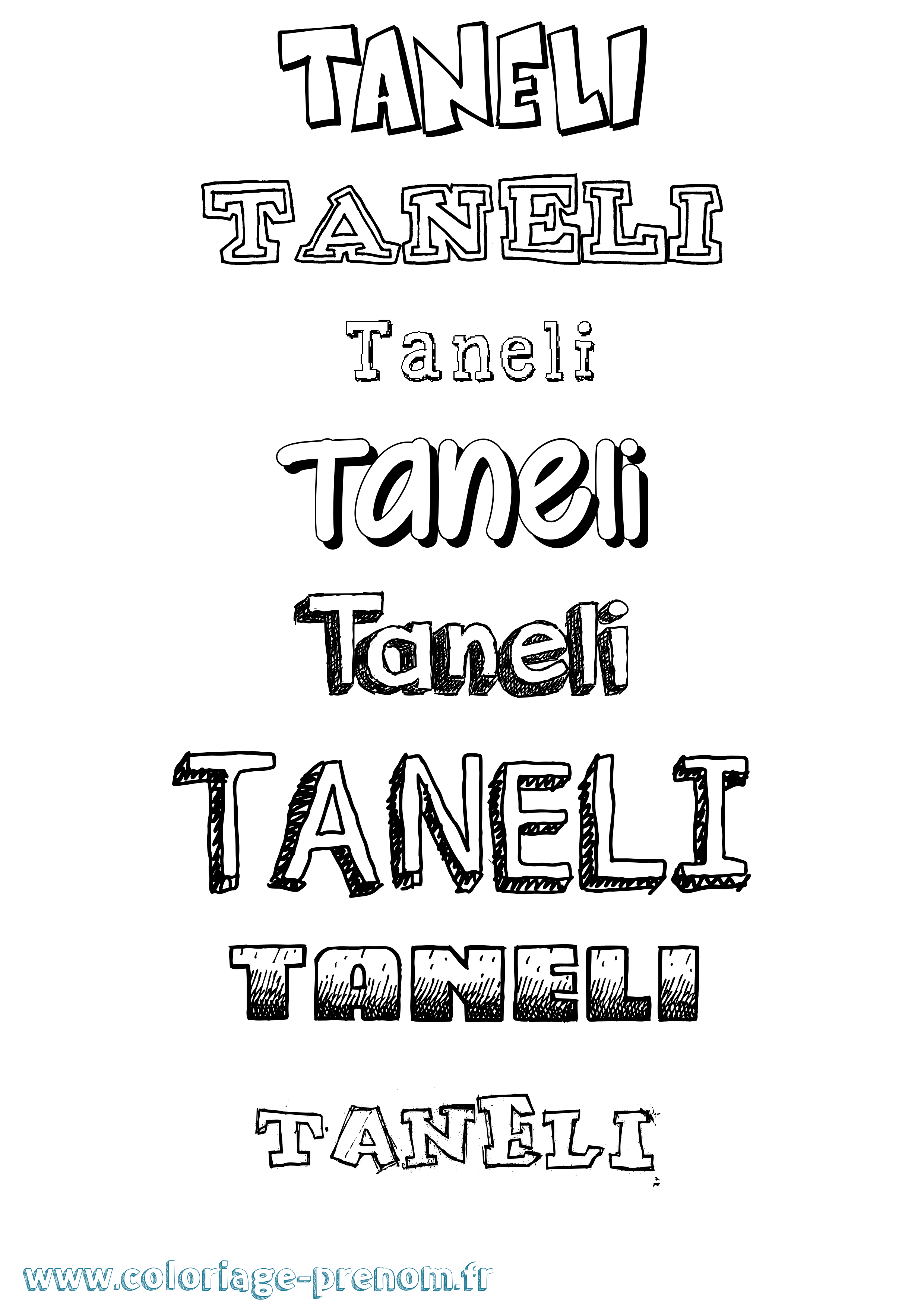 Coloriage Taneli Dessiné Coloriage prénom Taneli Dessiné
