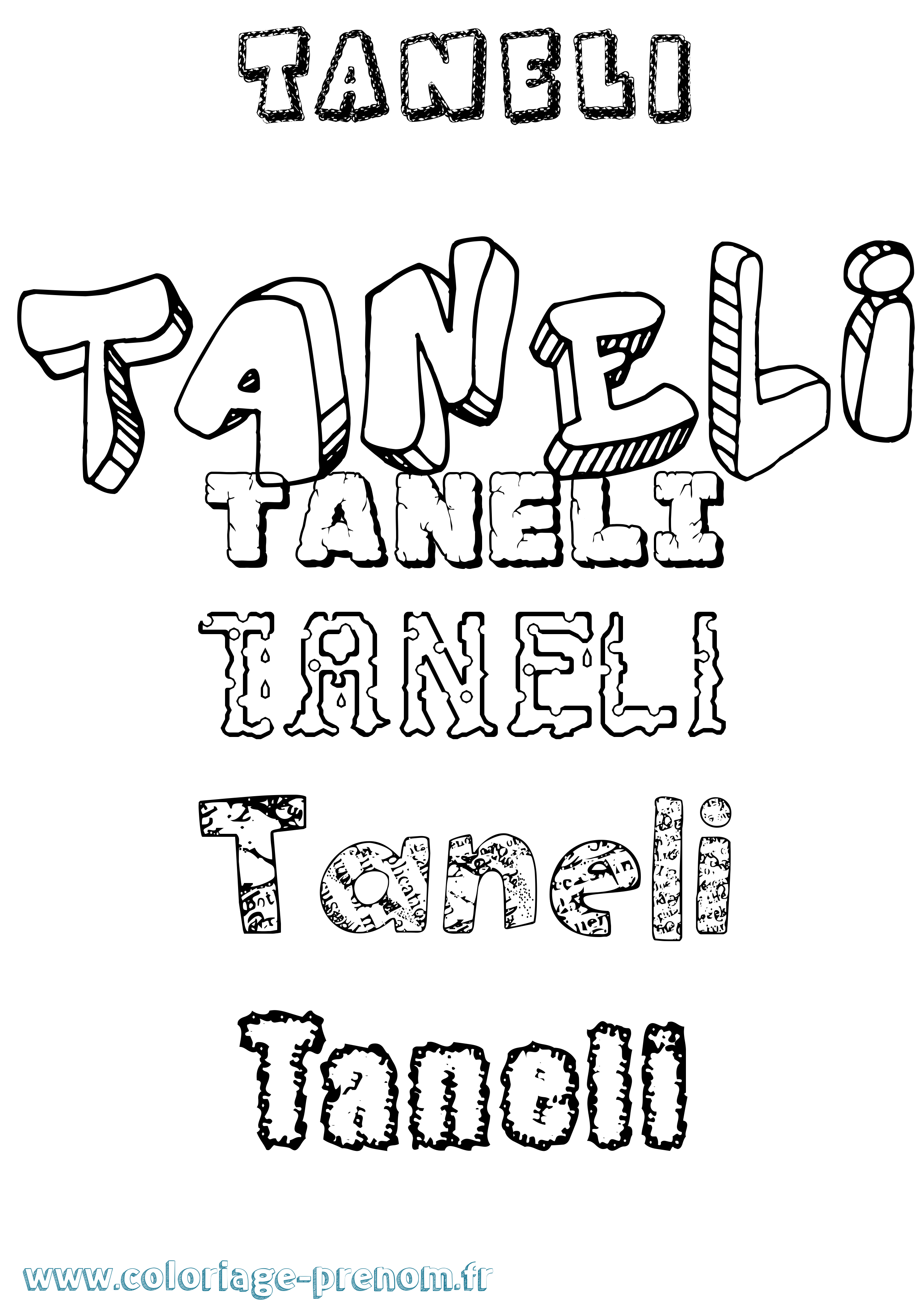 Coloriage Taneli Destructuré Coloriage prénom Taneli Destructuré