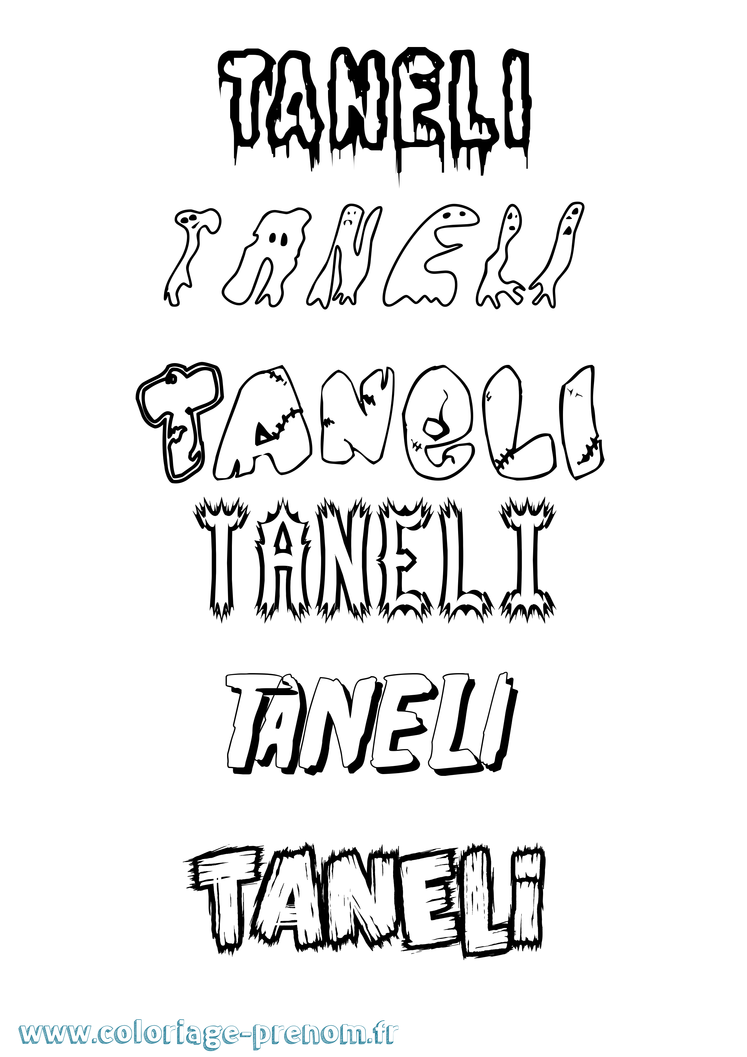 Coloriage Taneli Frisson Coloriage prénom Taneli Frisson
