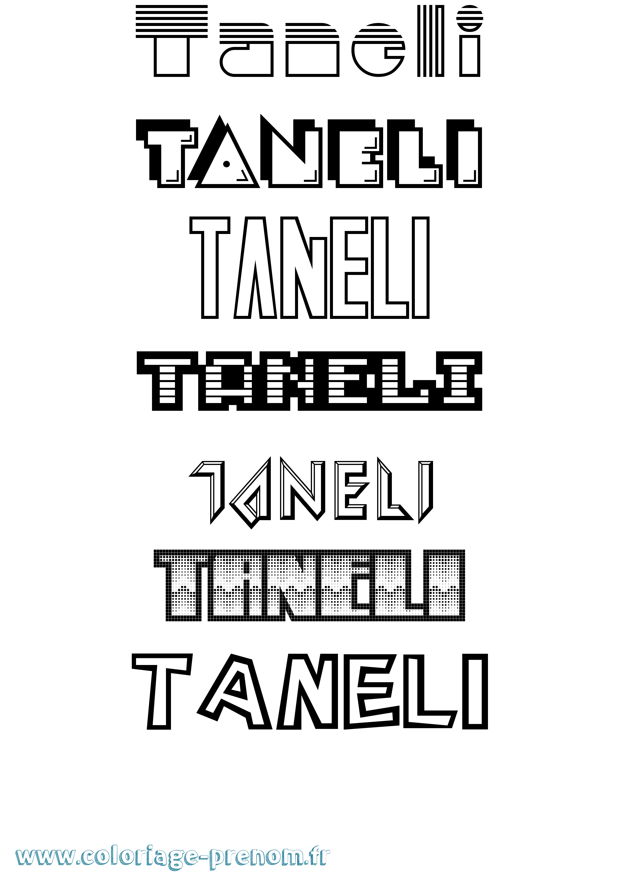 Coloriage Taneli Jeux Vidéos Coloriage prénom Taneli Jeux Vidéos