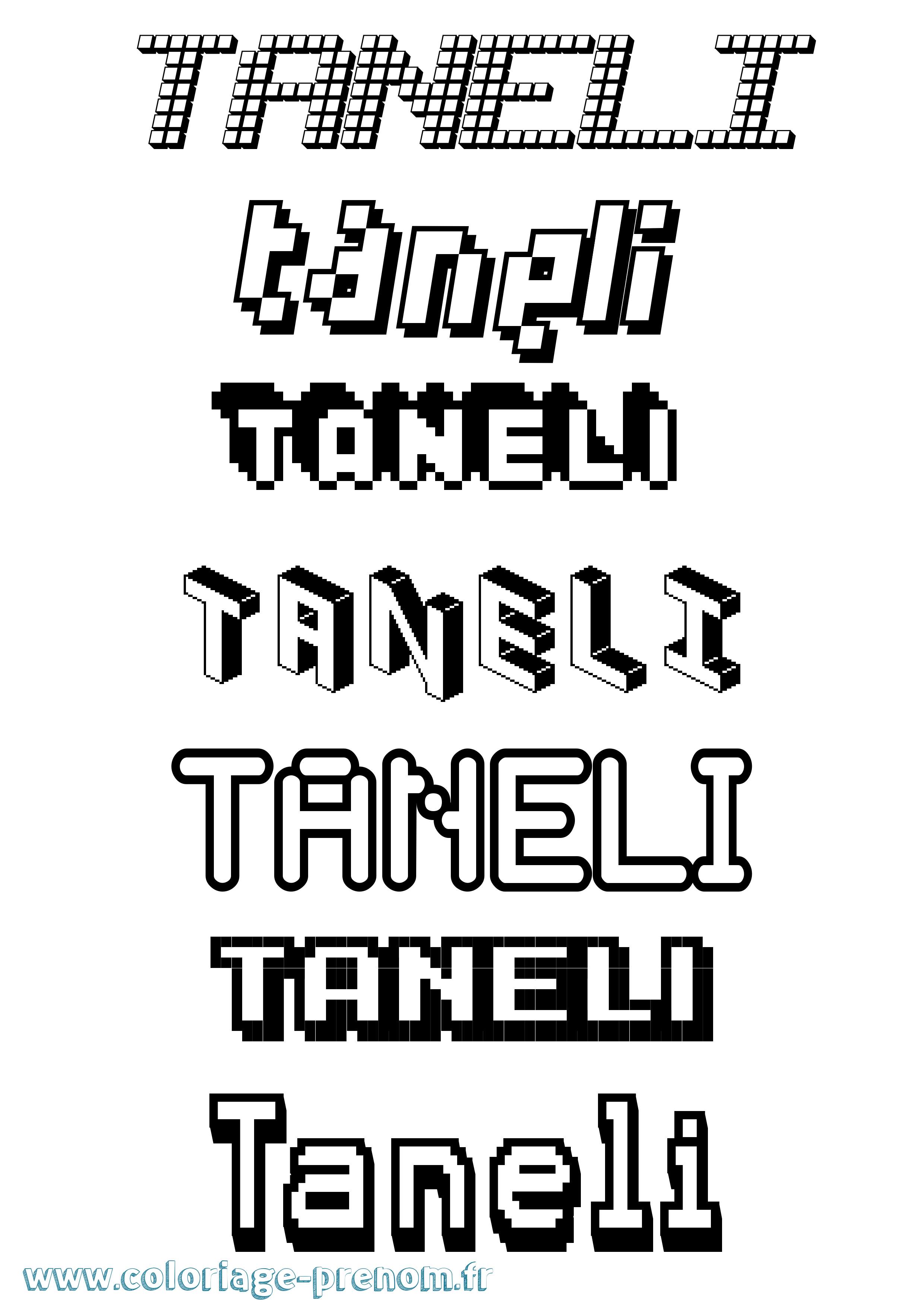 Coloriage Taneli Pixel Coloriage prénom Taneli Pixel