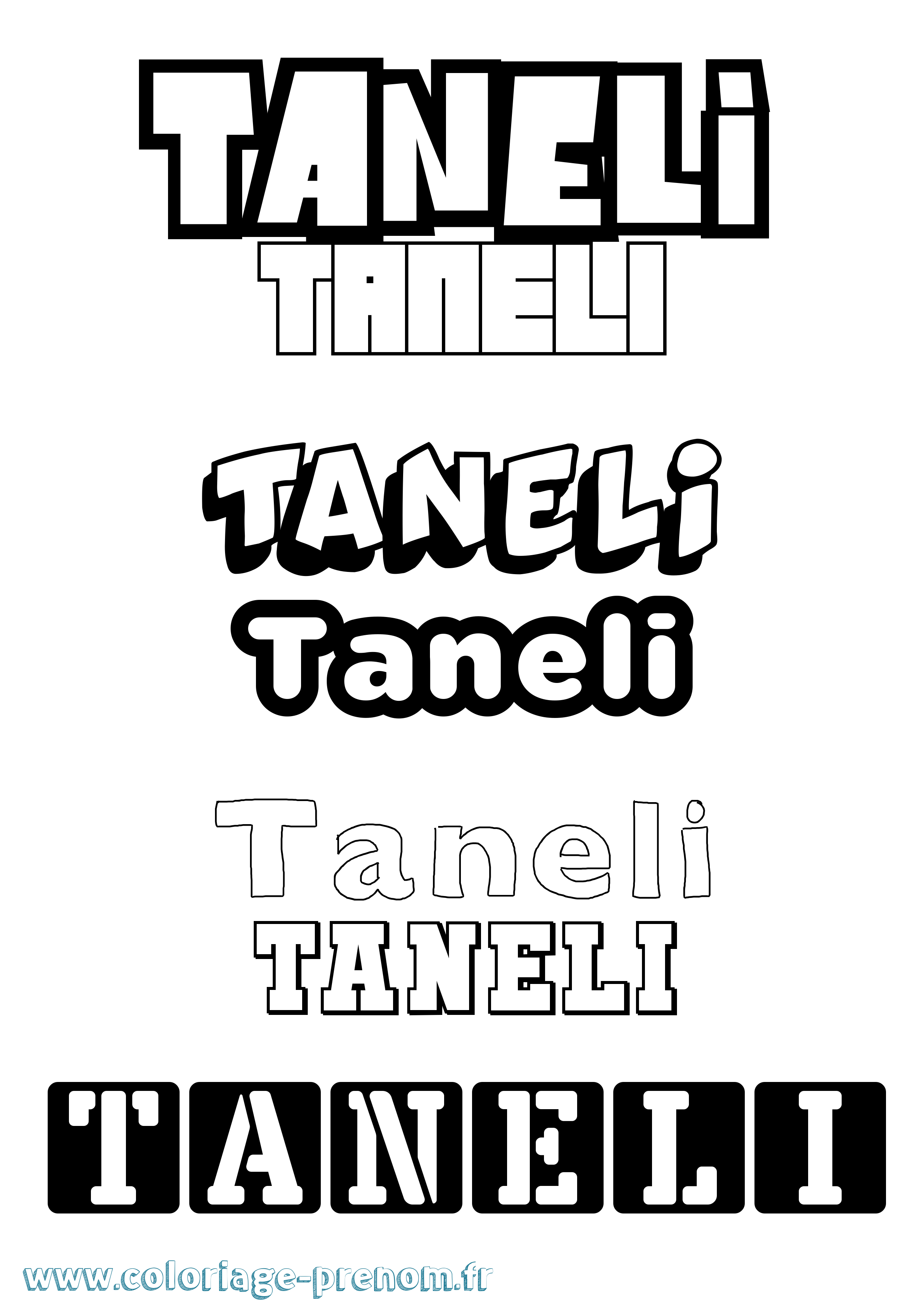Coloriage Taneli Simple Coloriage prénom Taneli Simple