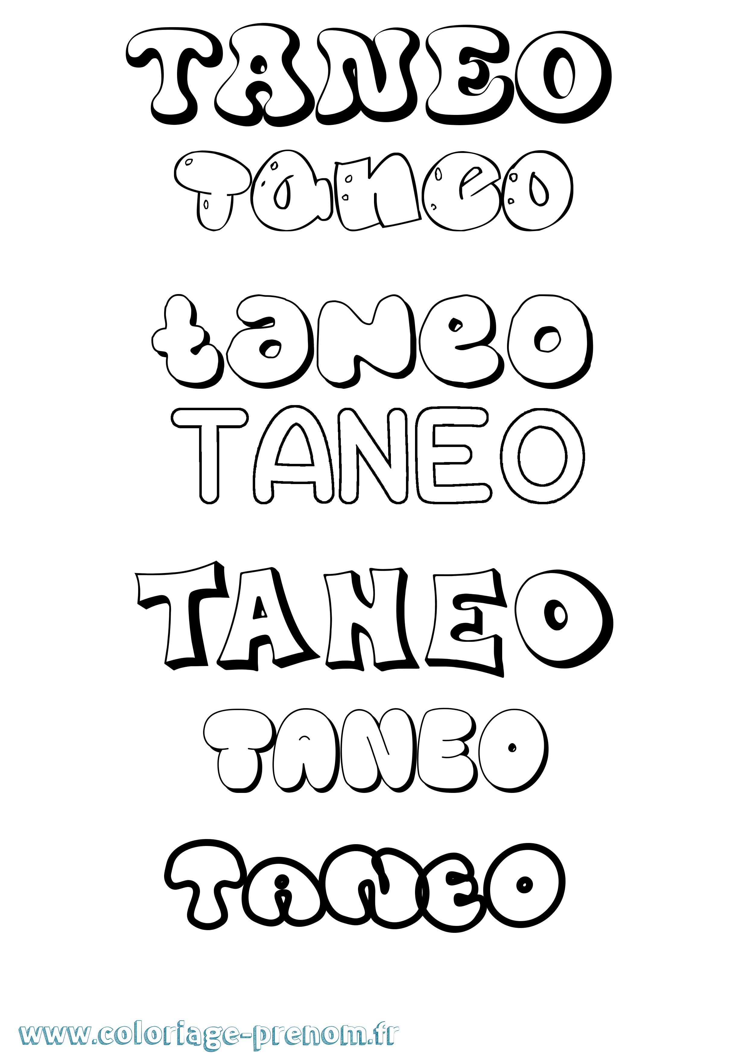 Coloriage prénom Taneo Bubble