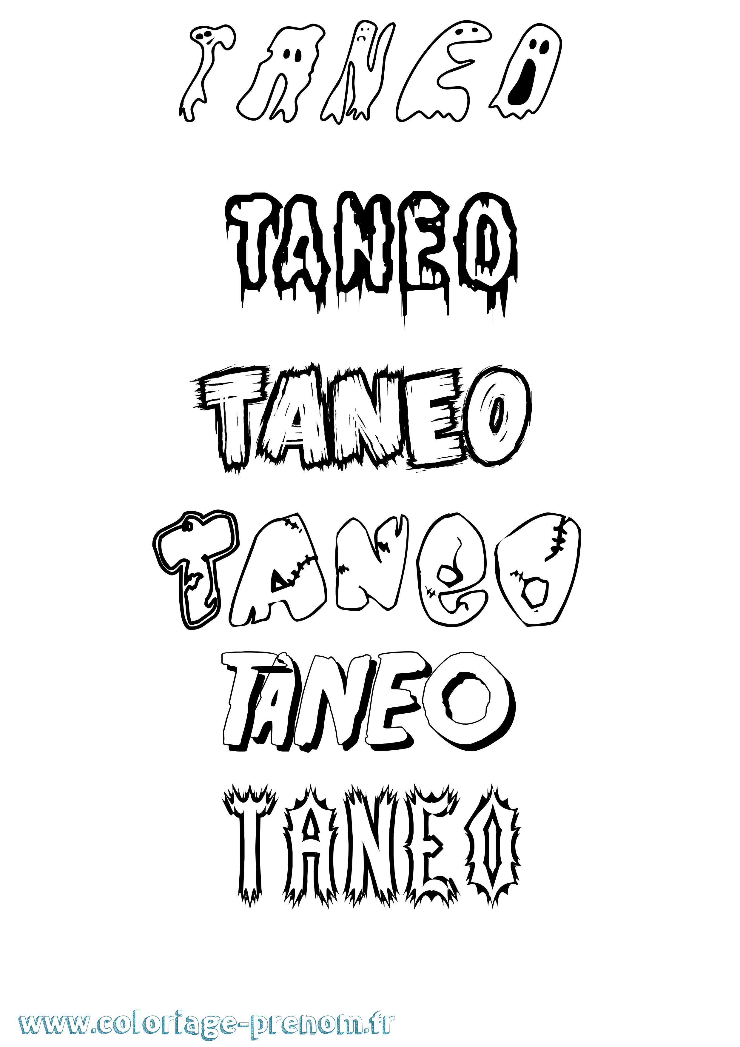 Coloriage prénom Taneo Frisson