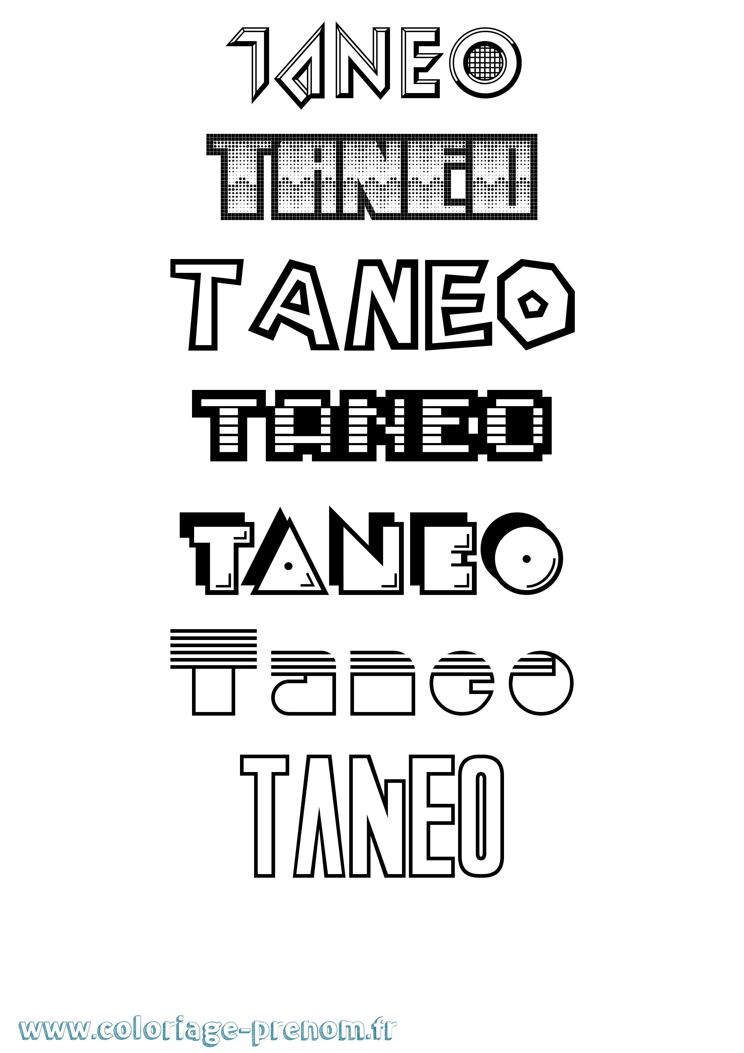 Coloriage prénom Taneo Jeux Vidéos