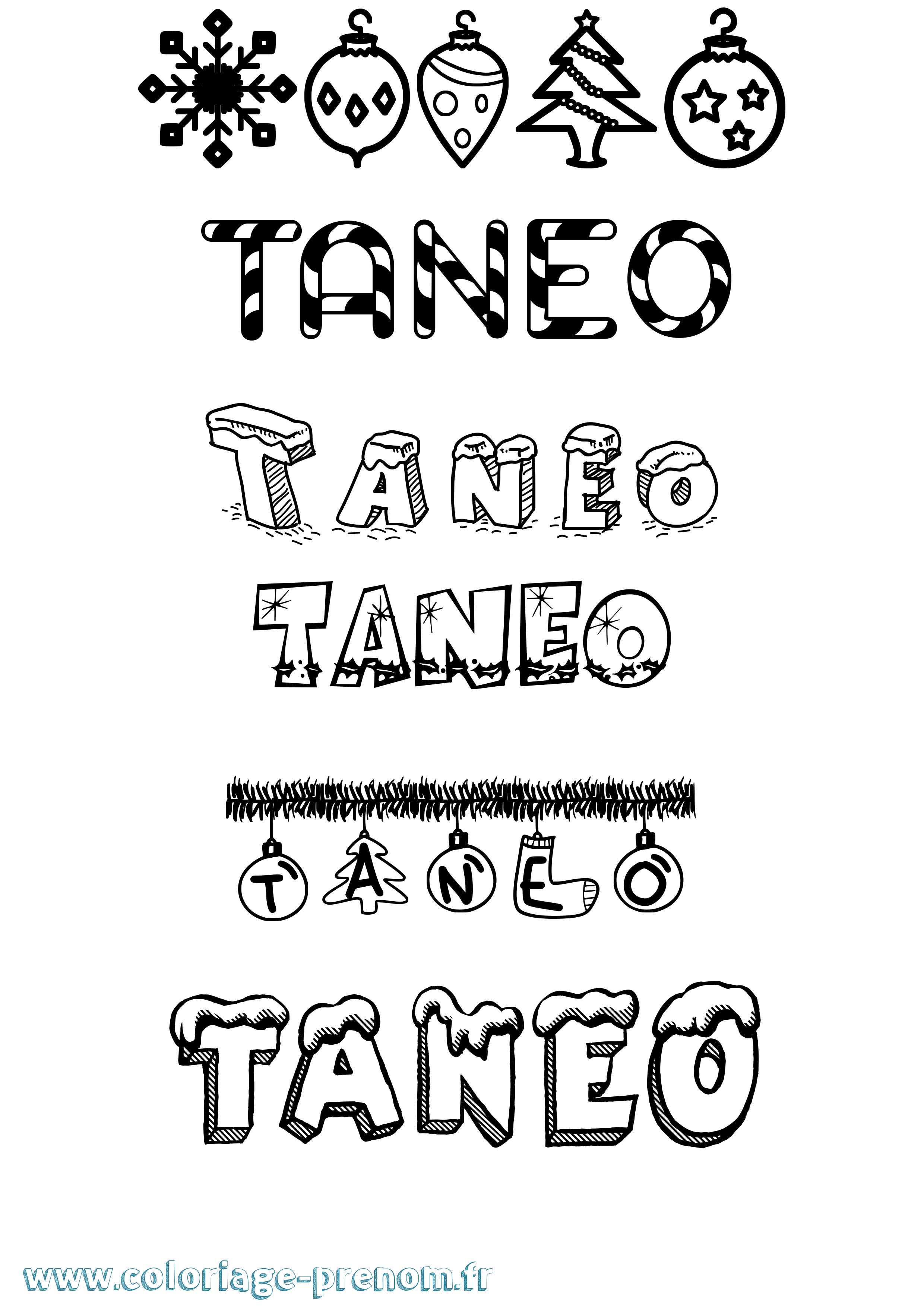 Coloriage prénom Taneo Noël