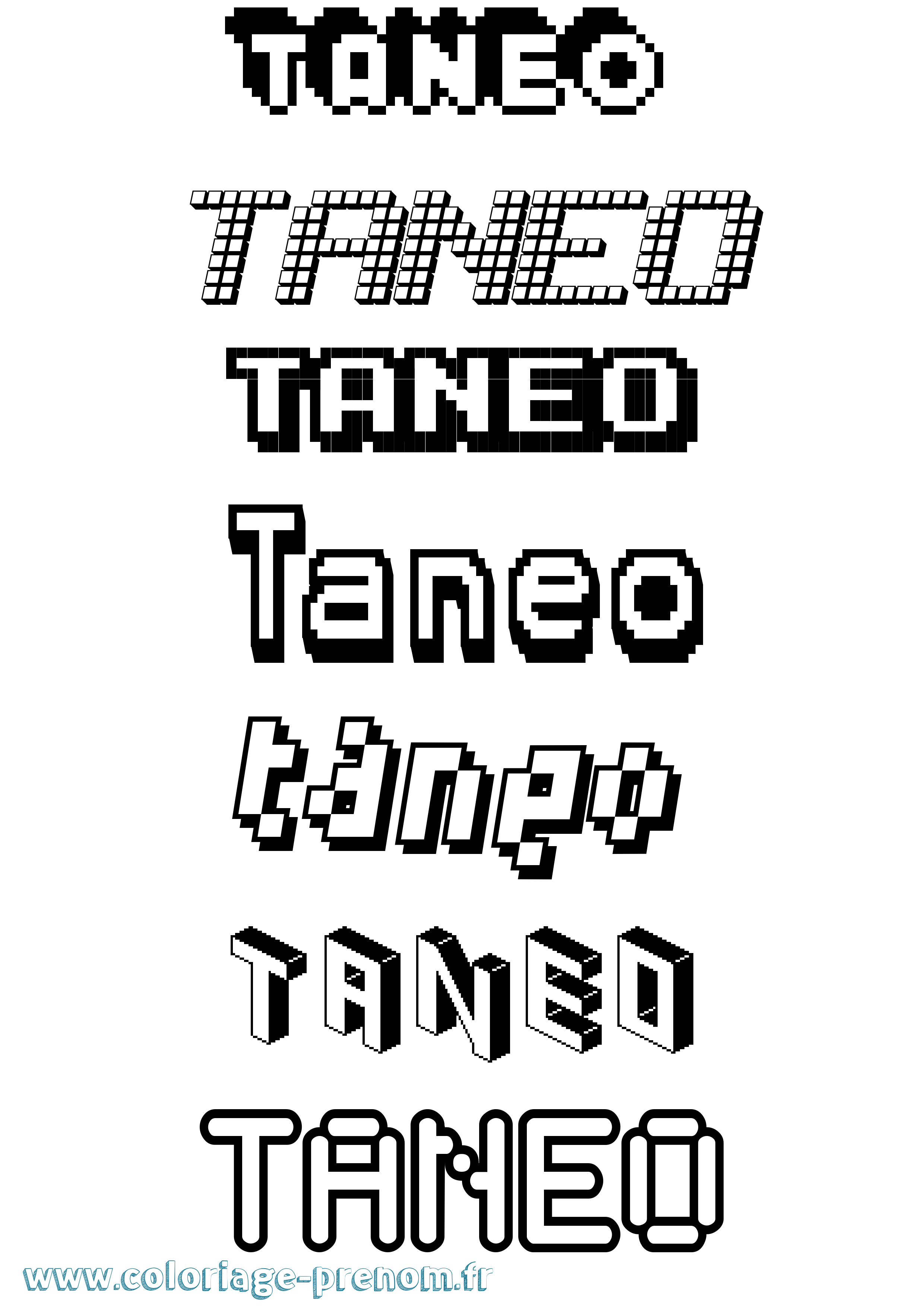 Coloriage prénom Taneo Pixel