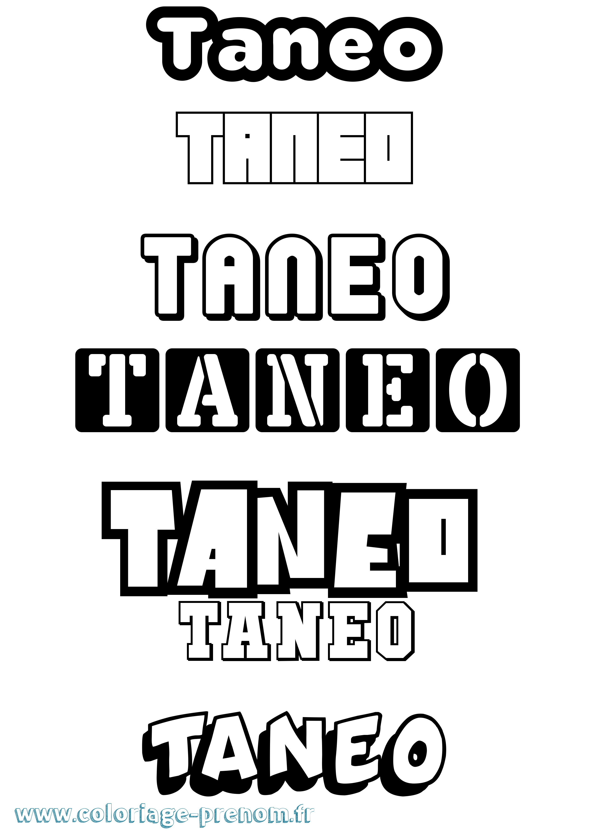Coloriage prénom Taneo Simple