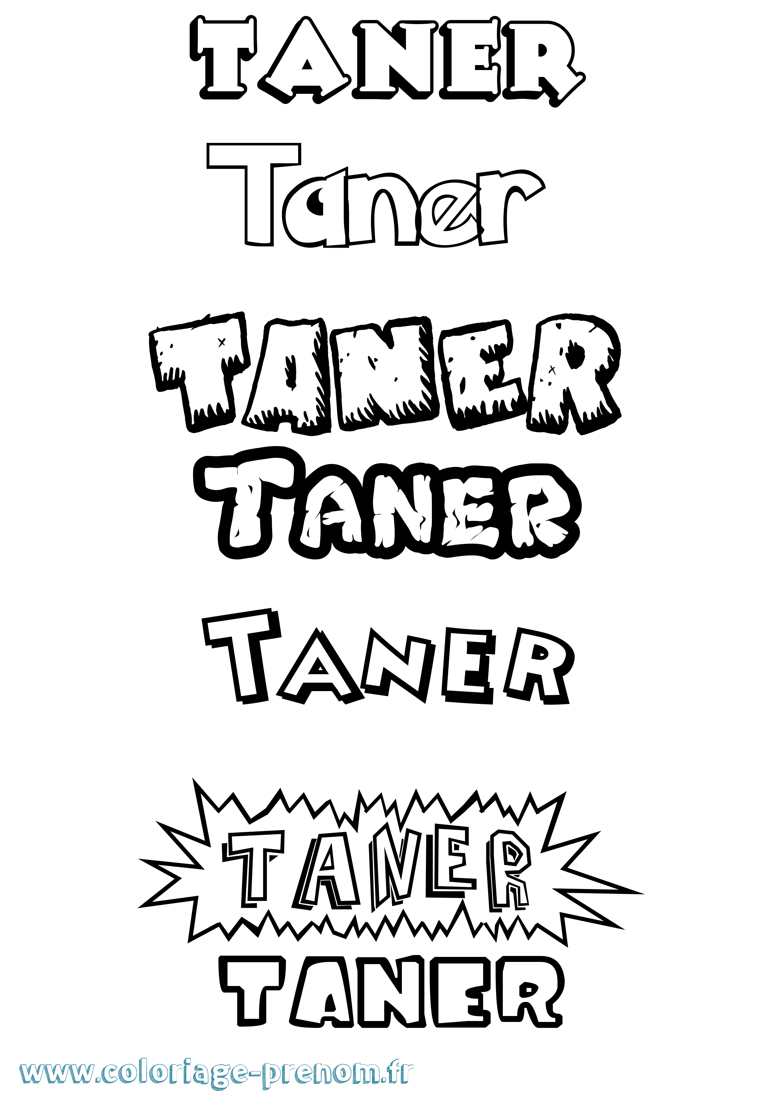 Coloriage Taner Dessin Animé Coloriage prénom Taner Dessin Animé