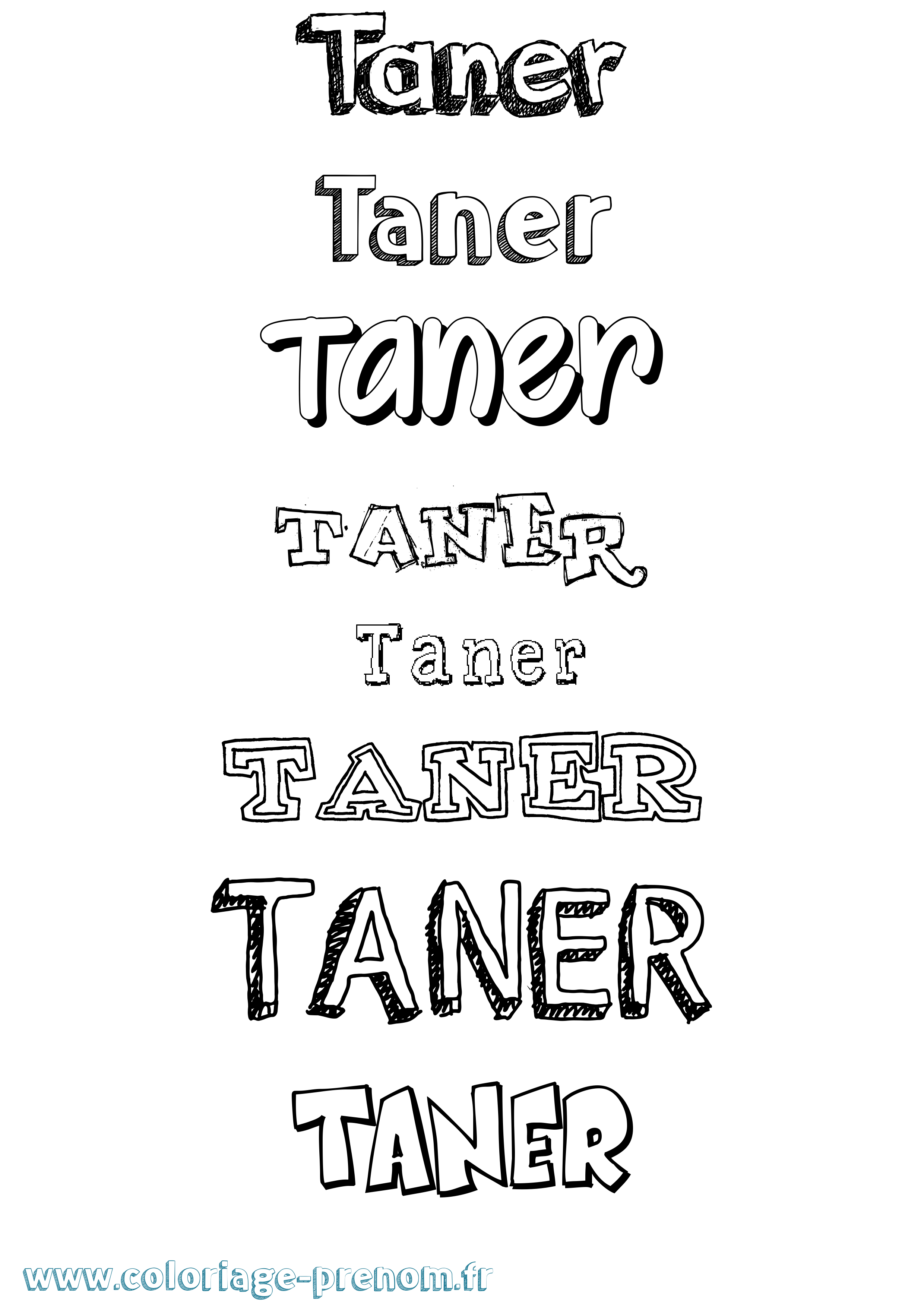 Coloriage prénom Taner Dessiné