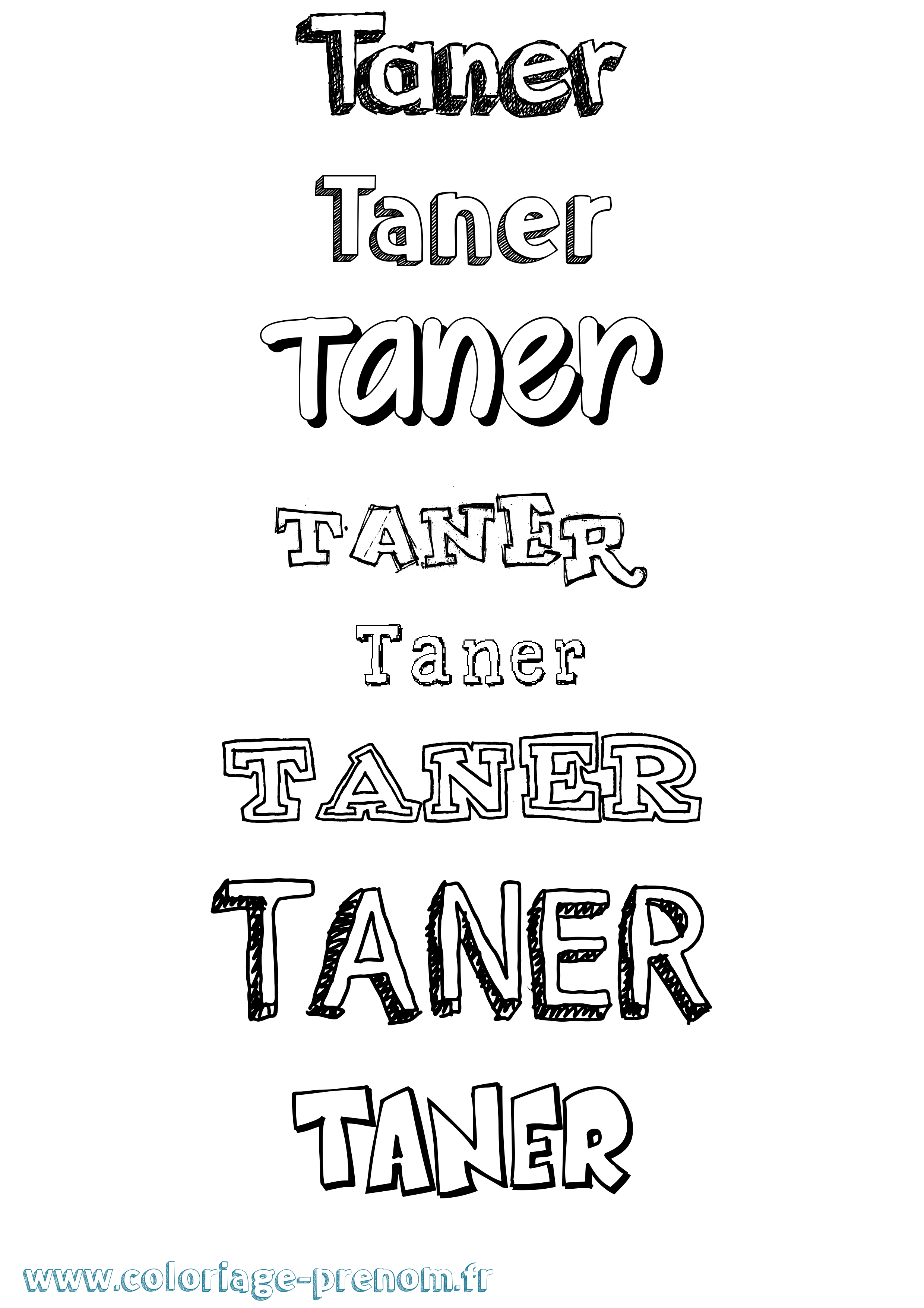 Coloriage Taner Dessiné Coloriage prénom Taner Dessiné