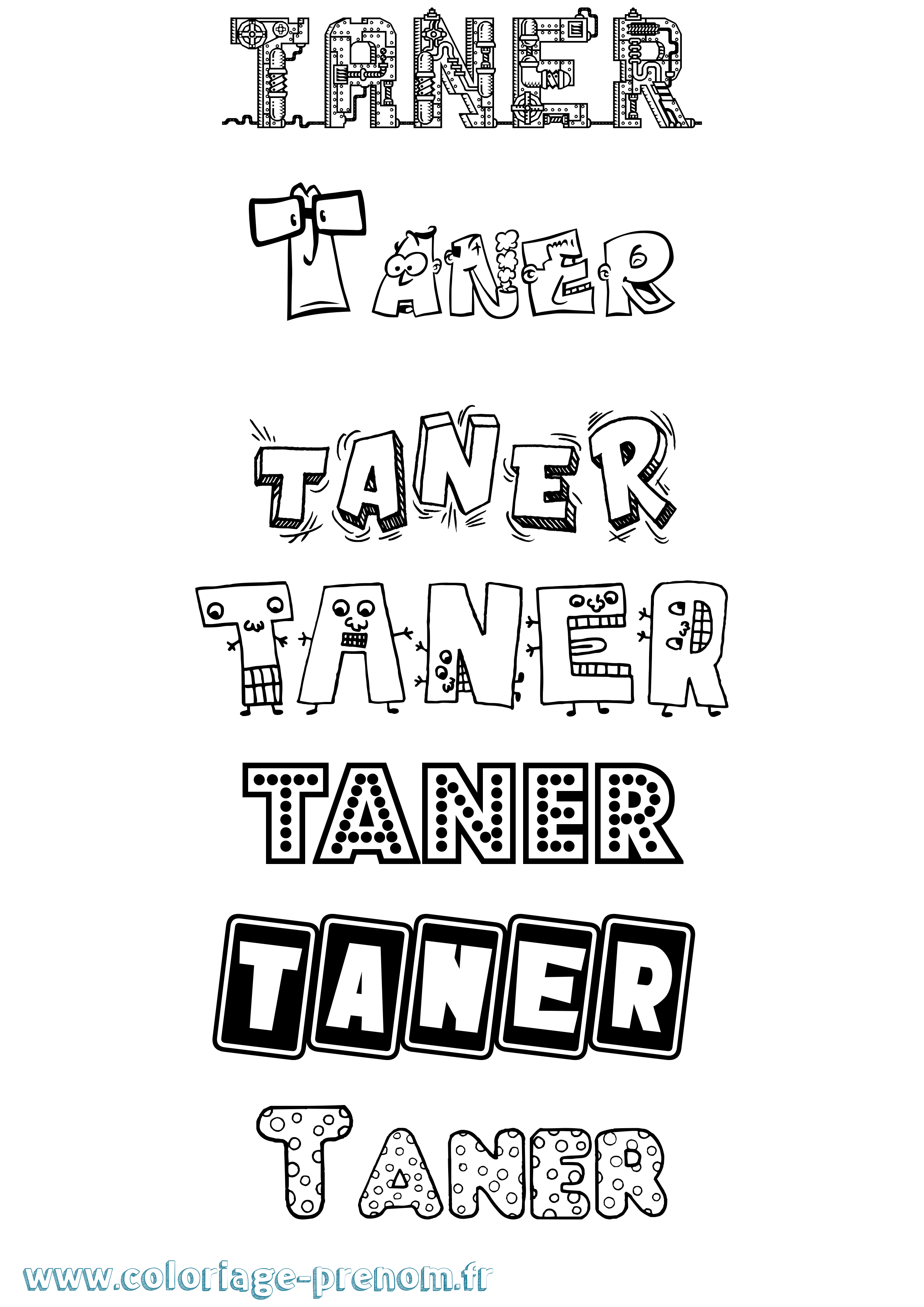 Coloriage Taner Fun Coloriage prénom Taner Fun