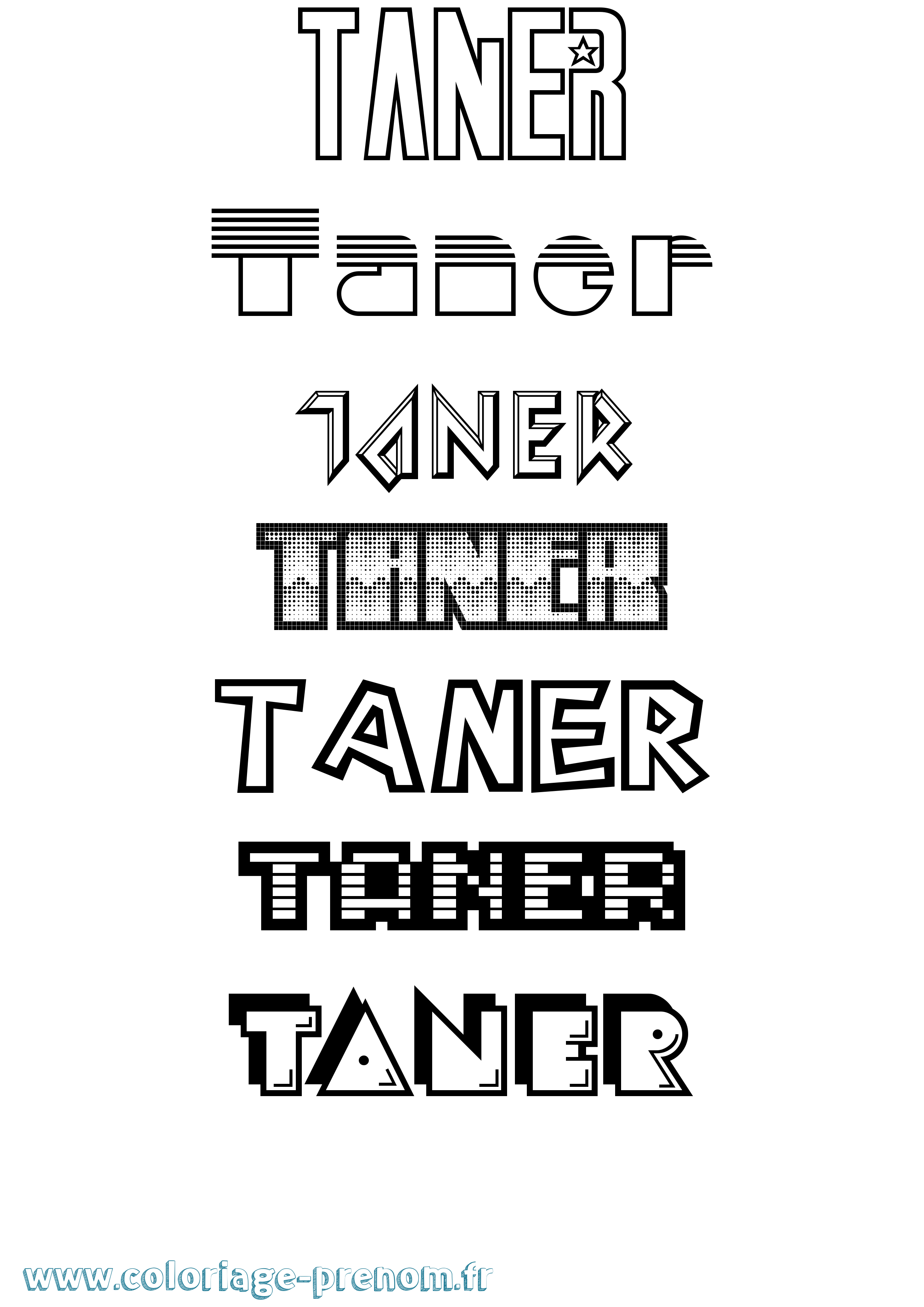 Coloriage Taner Jeux Vidéos Coloriage prénom Taner Jeux Vidéos