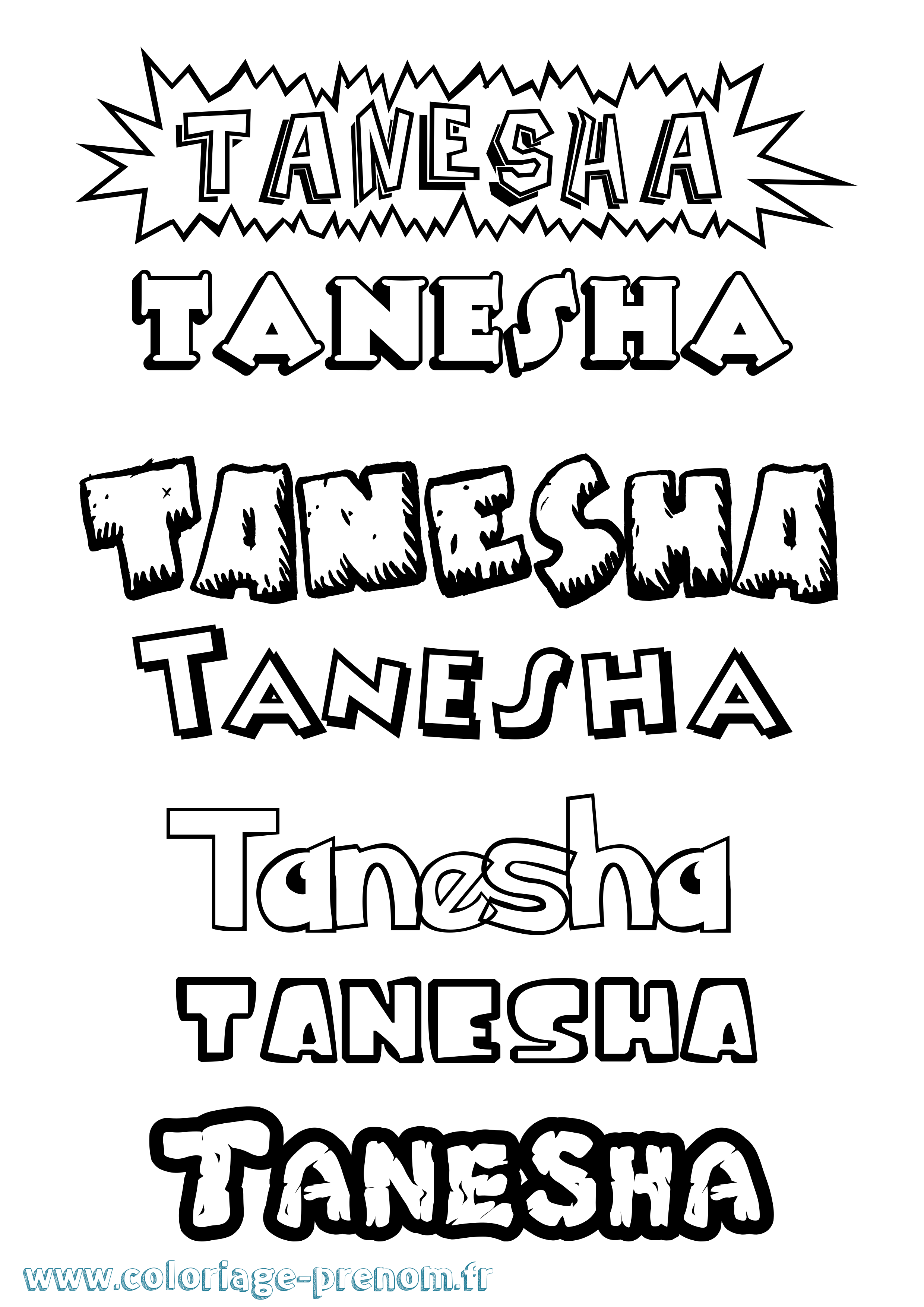 Coloriage Tanesha Dessin Animé Coloriage prénom Tanesha Dessin Animé