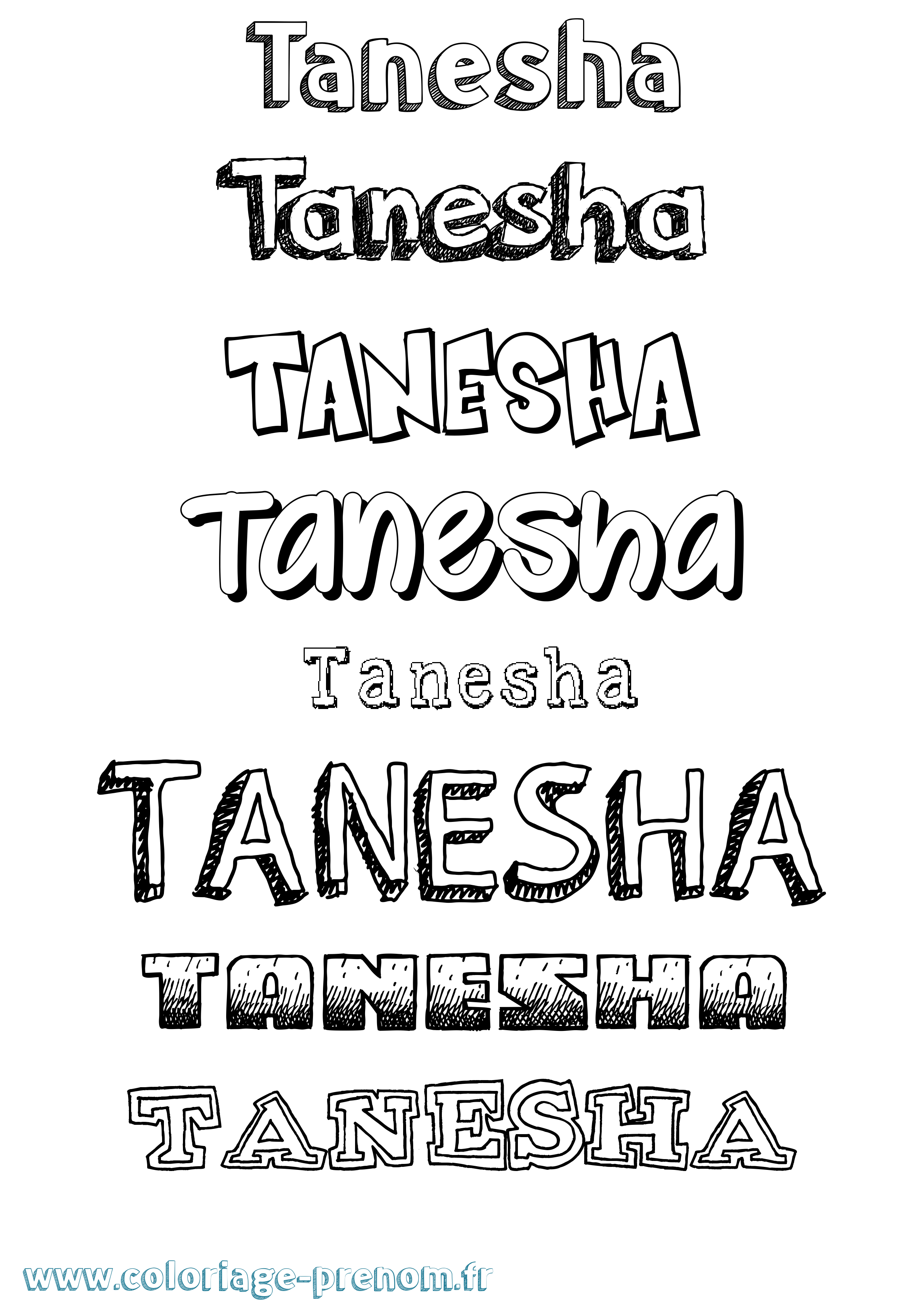 Coloriage prénom Tanesha Dessiné