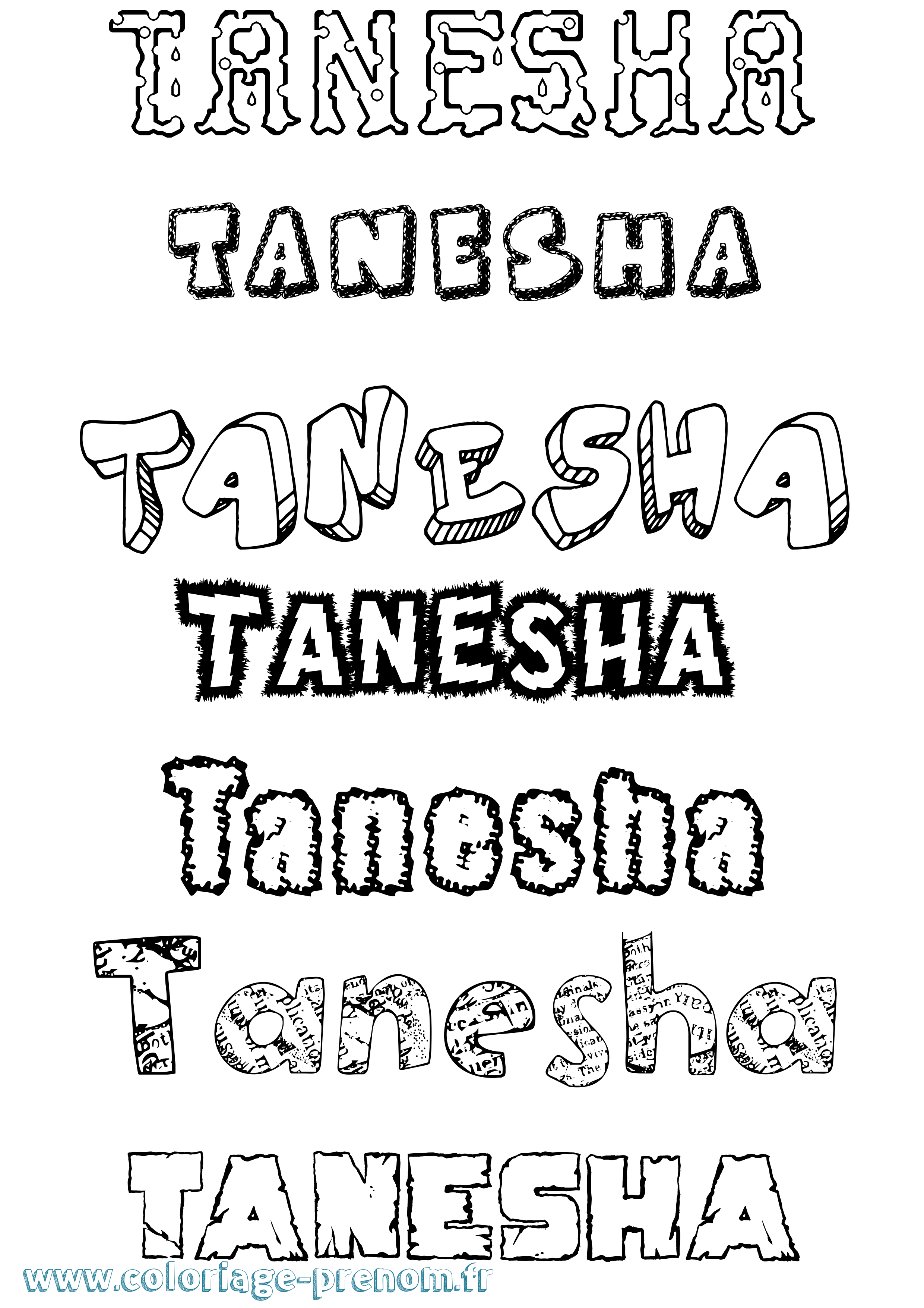 Coloriage Tanesha Destructuré Coloriage prénom Tanesha Destructuré