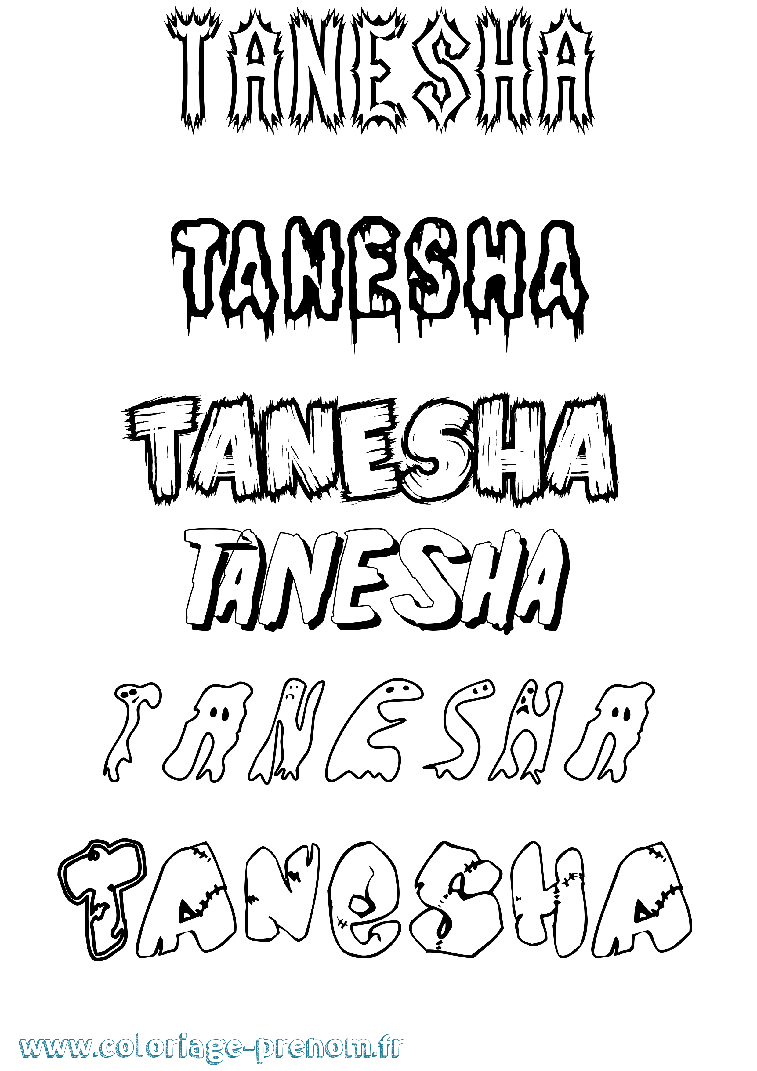 Coloriage Tanesha Frisson Coloriage prénom Tanesha Frisson