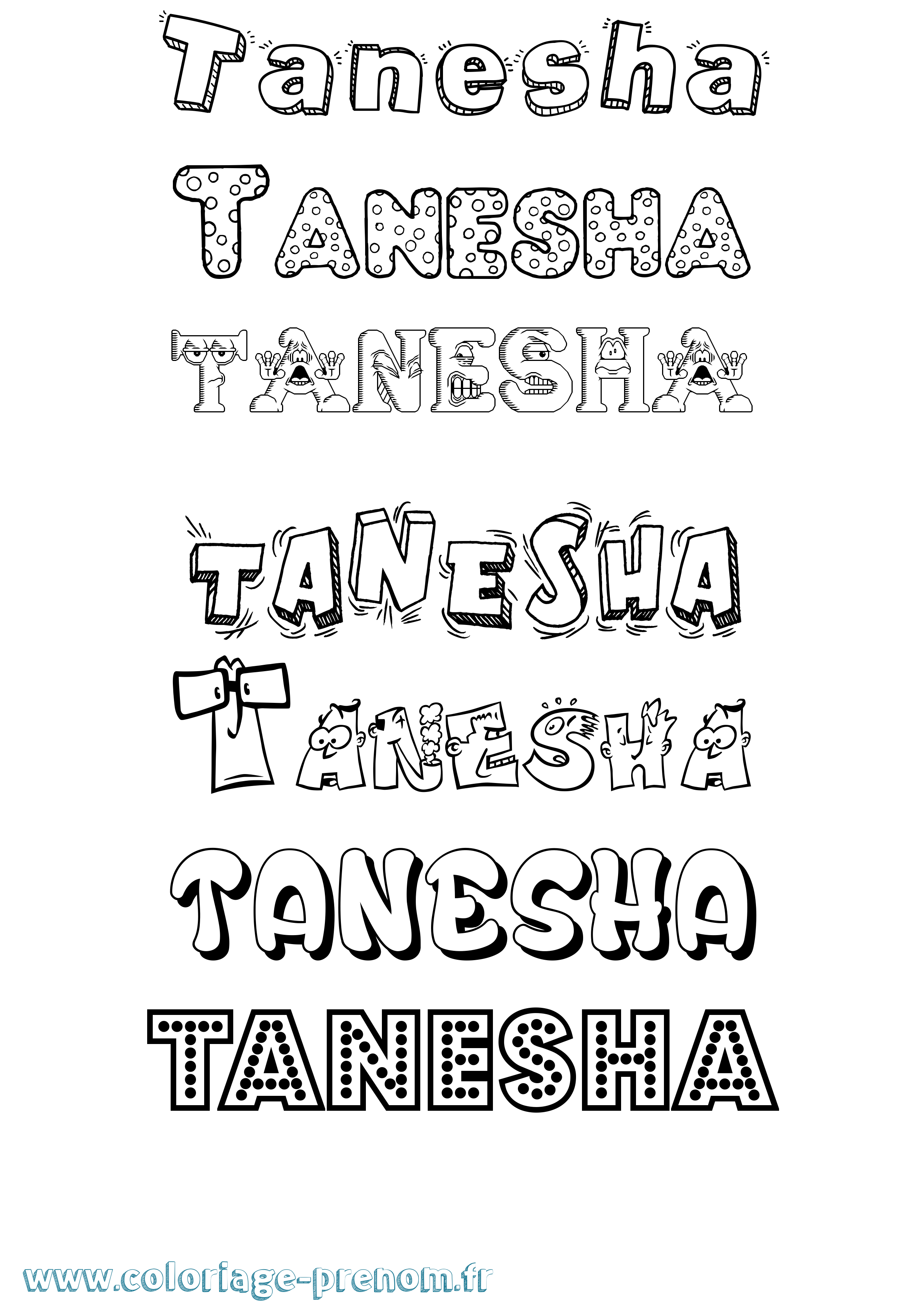 Coloriage prénom Tanesha Fun