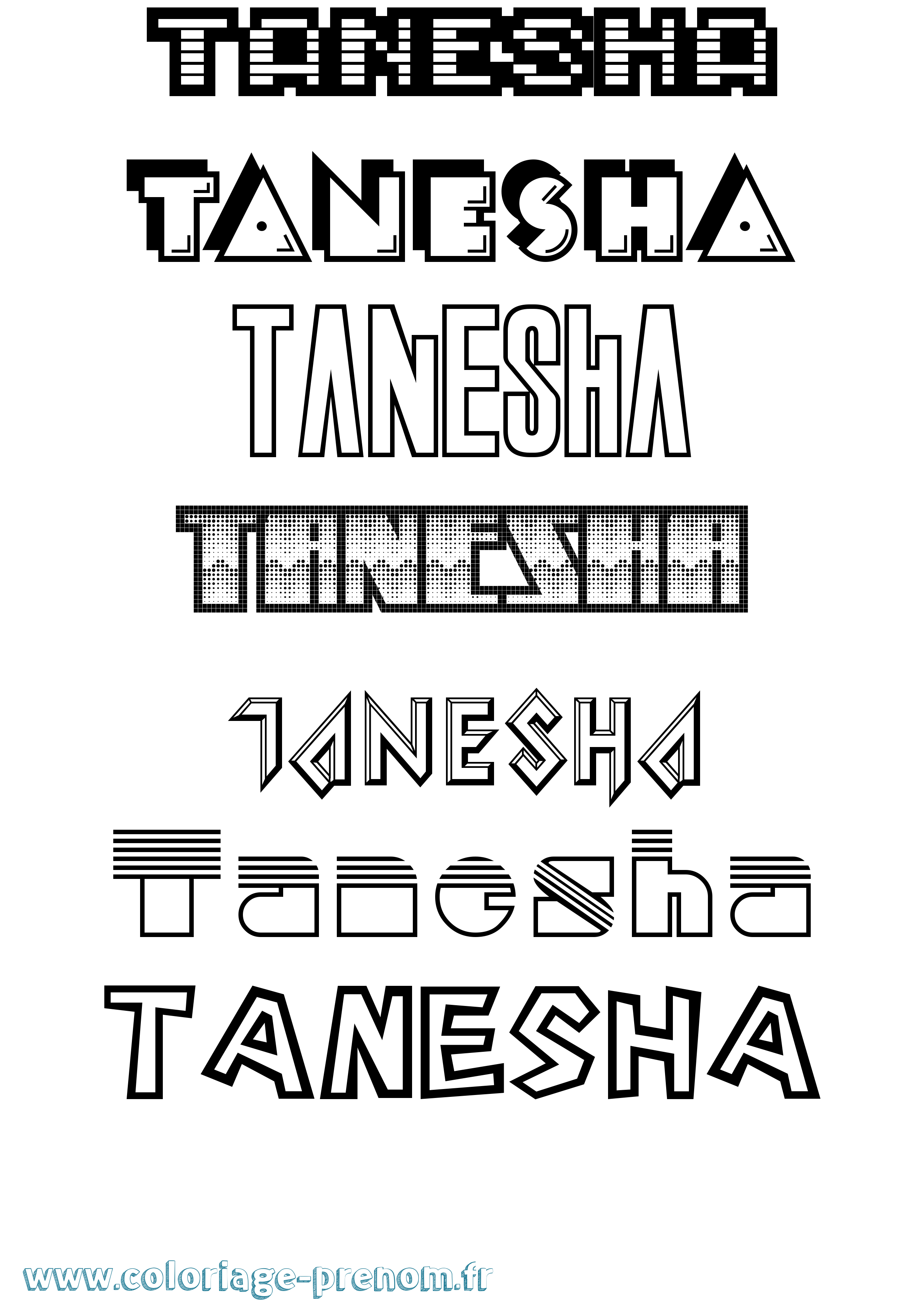 Coloriage prénom Tanesha Jeux Vidéos