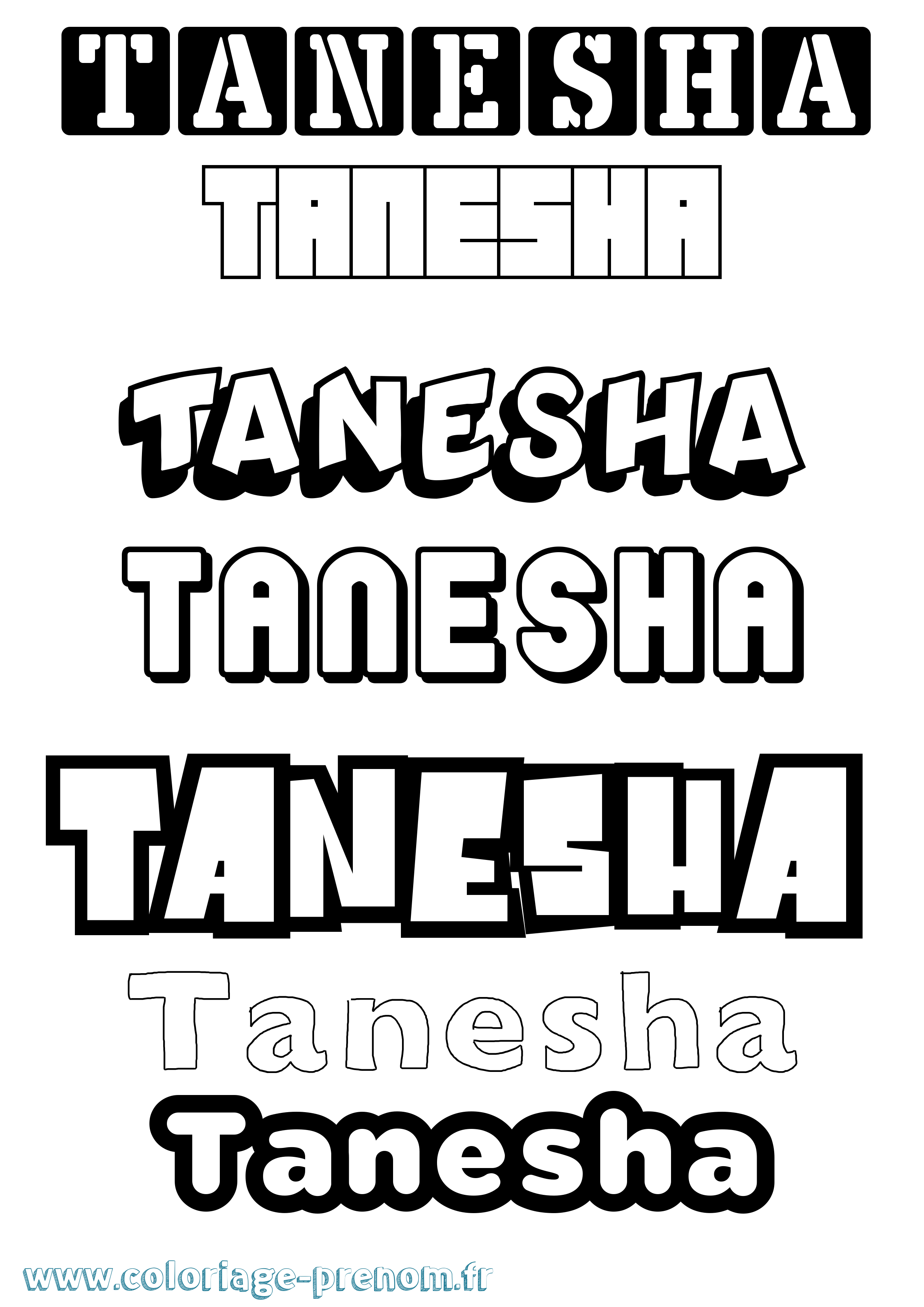 Coloriage prénom Tanesha Simple