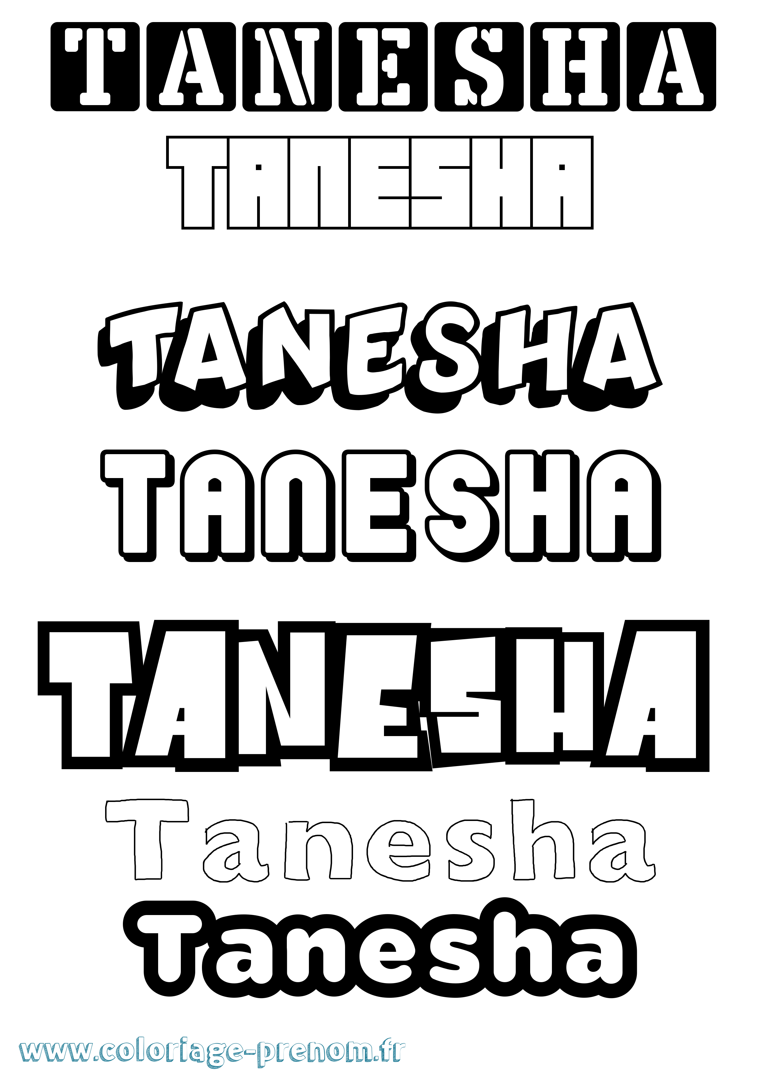 Coloriage Tanesha Simple Coloriage prénom Tanesha Simple